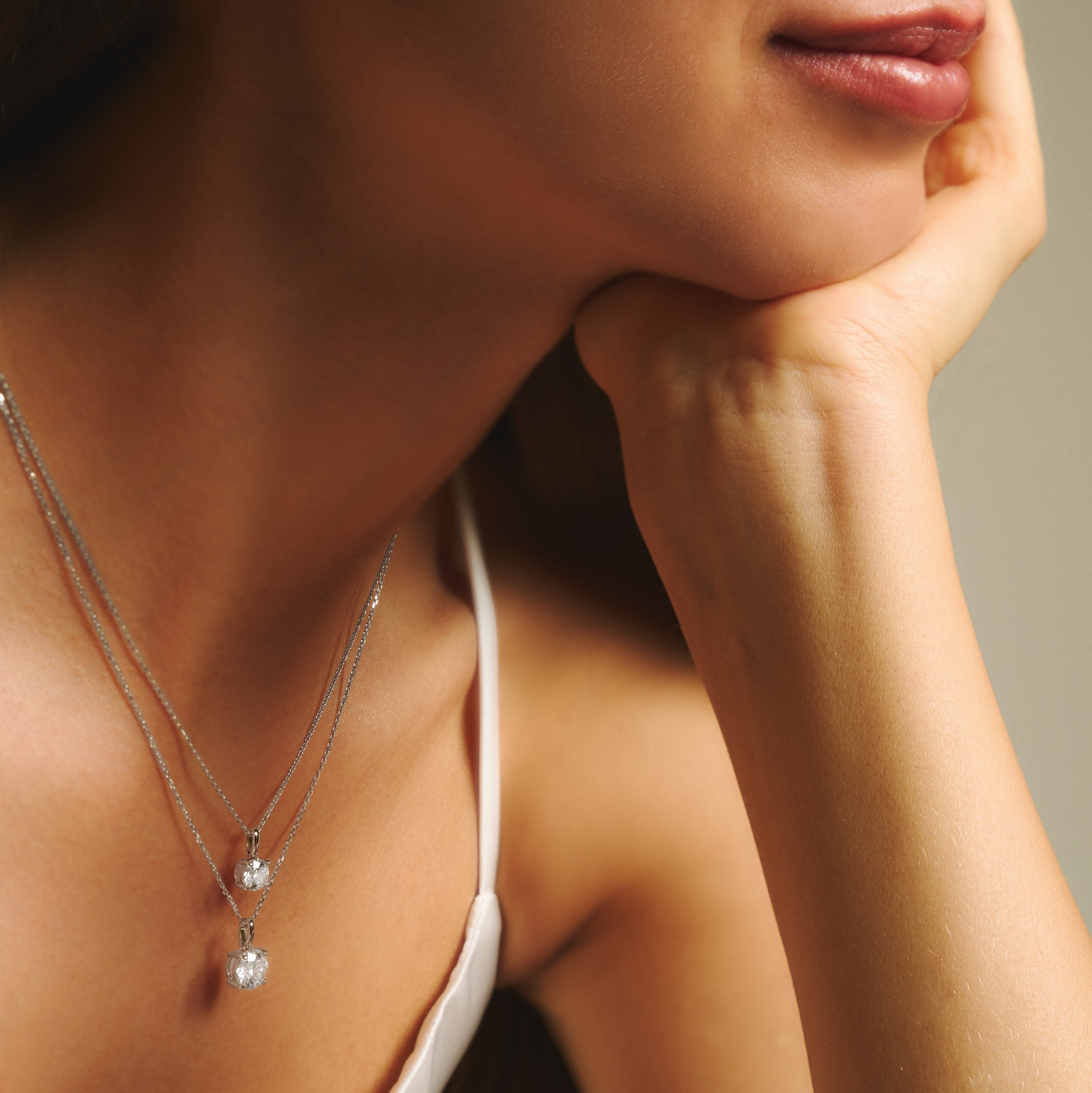 Luna solitaire bale necklace 2ct - 2ct Lab-Grown Round Diamond Pendant Necklace - The Future Rocks - 4
