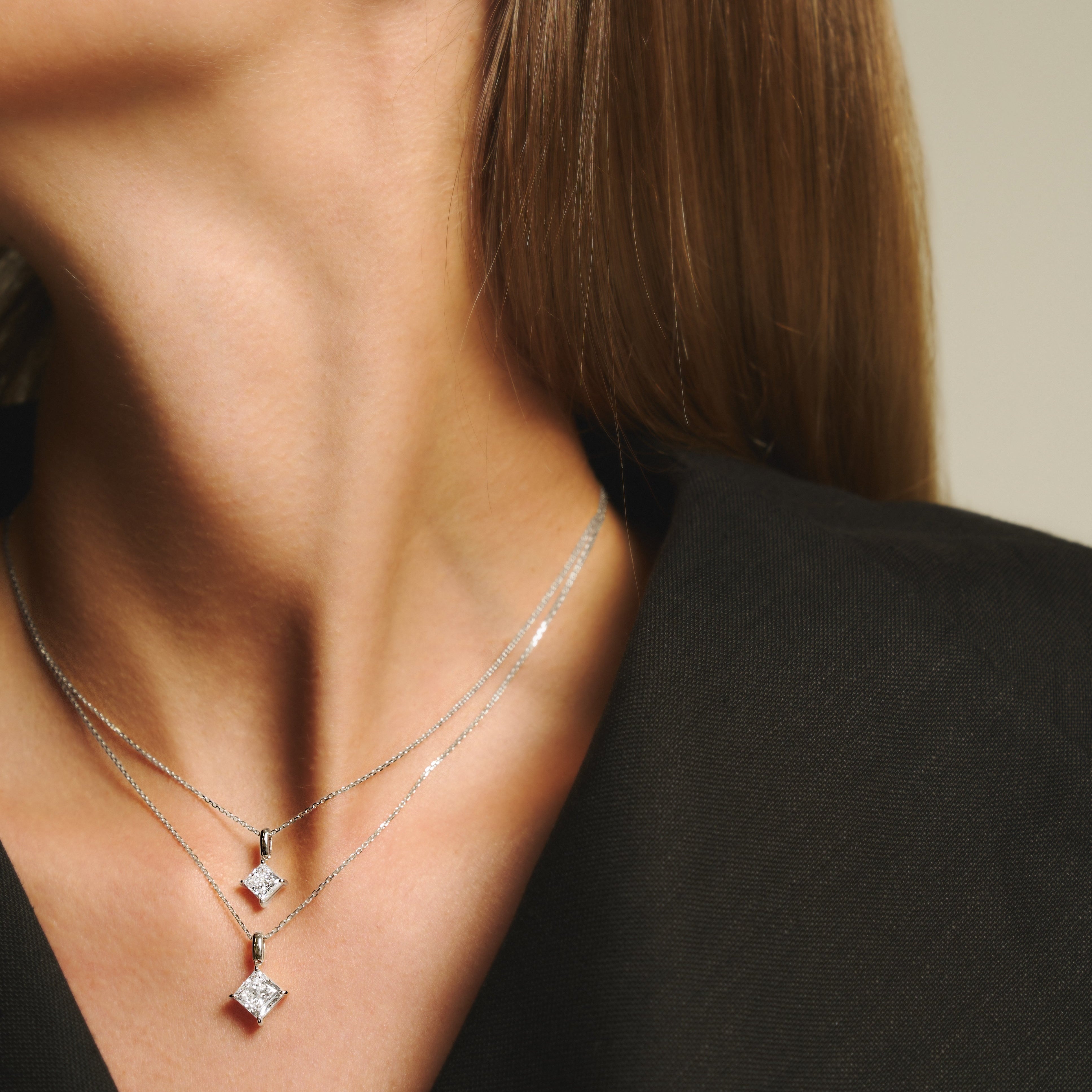 Mercury solitaire bale necklace 2ct - 2ct Princess Cut Lab-Grown Diamond Solitaire Pendant - The Future Rocks - 2