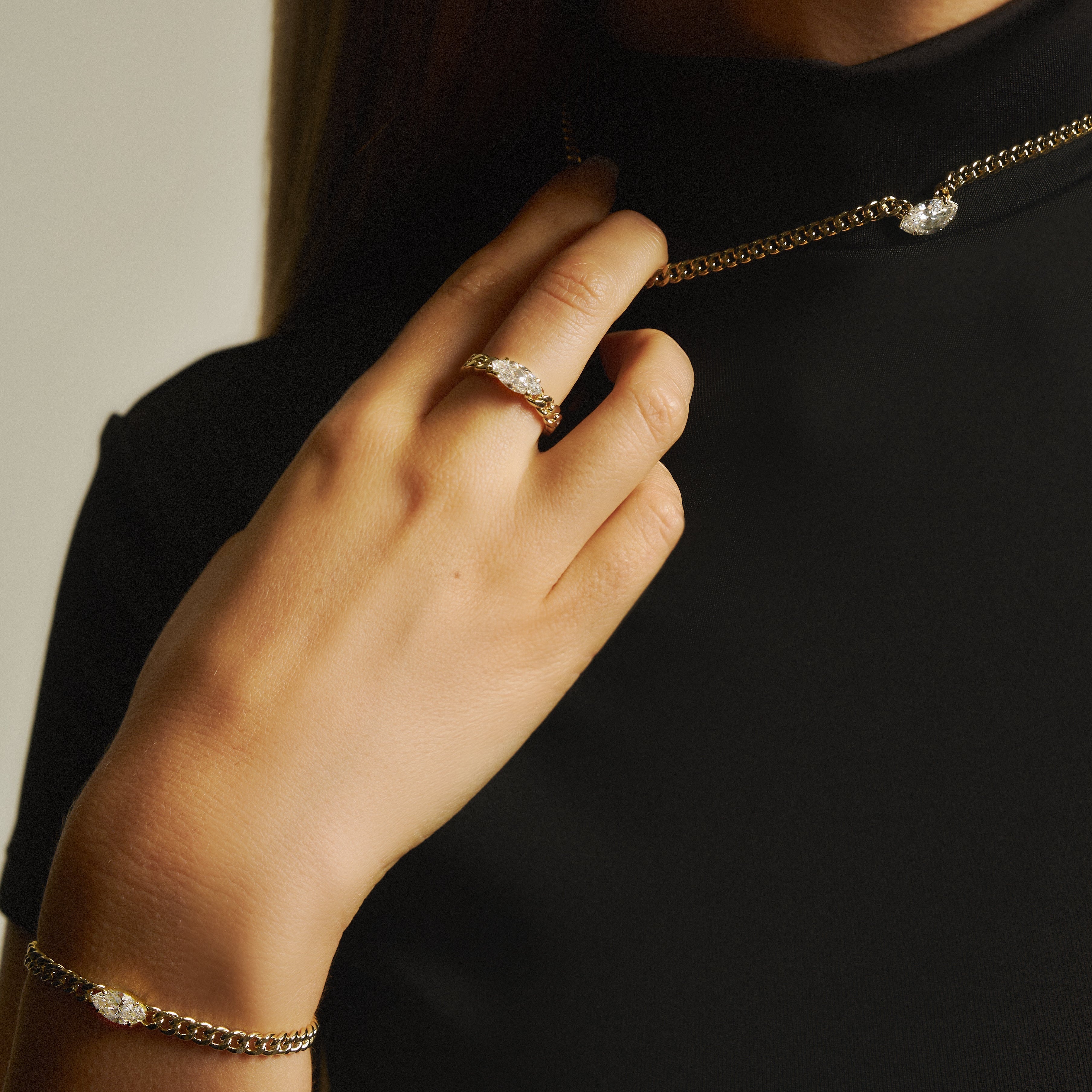 Marquise curb-link bracelet 1ct - Marquise Diamond Curb Chain Bracelet - The Future Rocks - 8