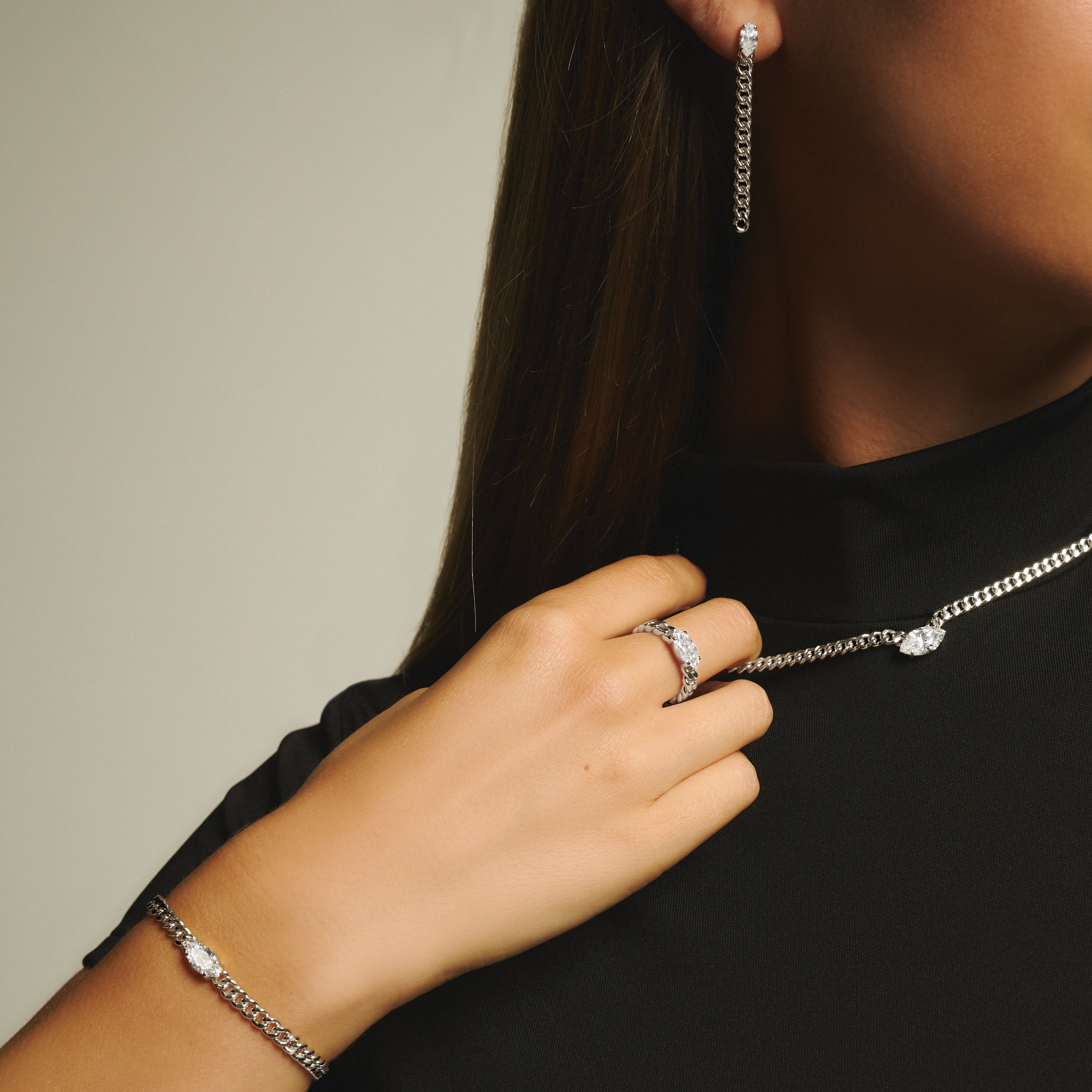 Marquise curb-link bracelet 1ct - Marquise Diamond Curb Chain Bracelet - The Future Rocks - 6
