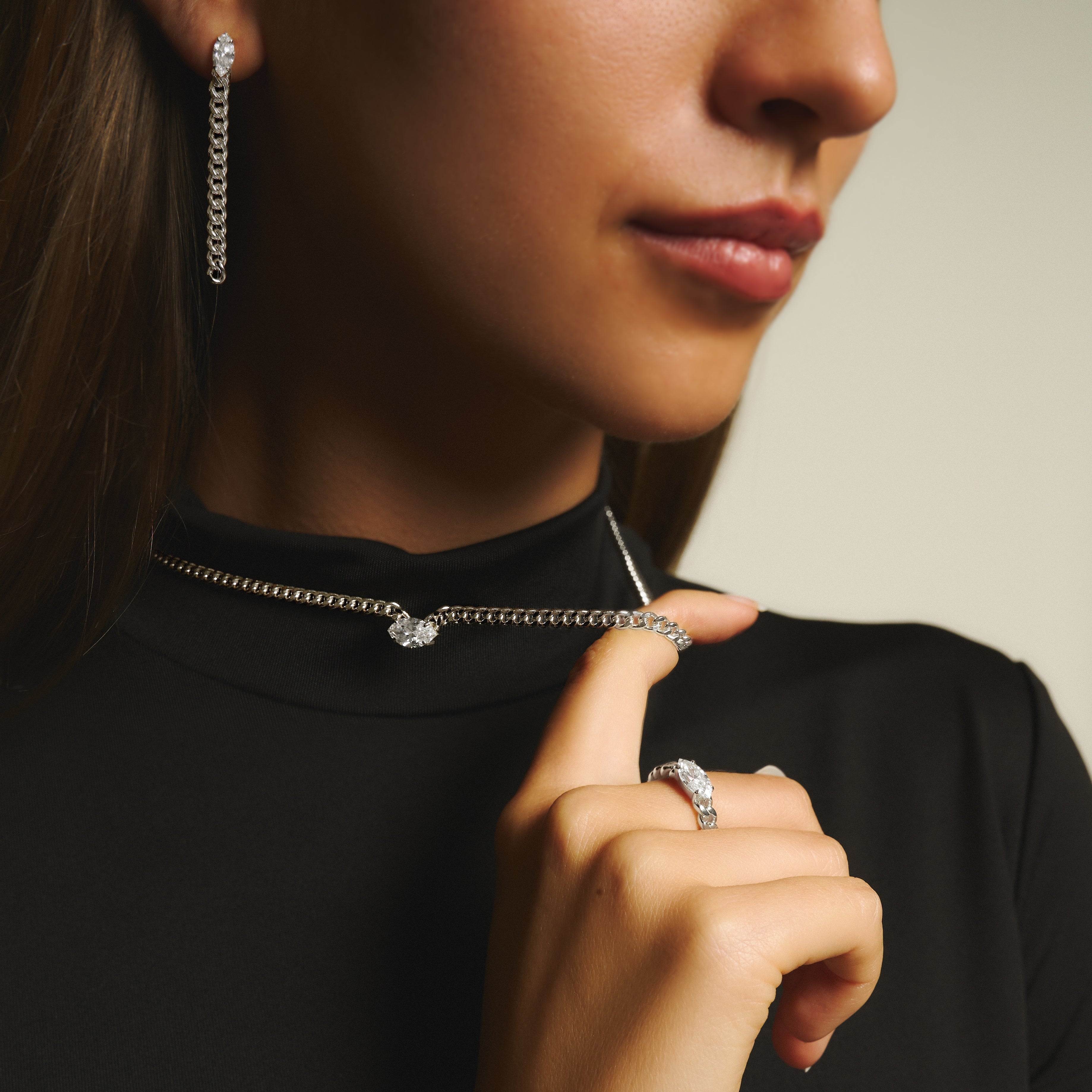 Marquise curb-link necklace 2ct - Marquise Diamond Curb Chain Necklace - The Future Rocks - 8