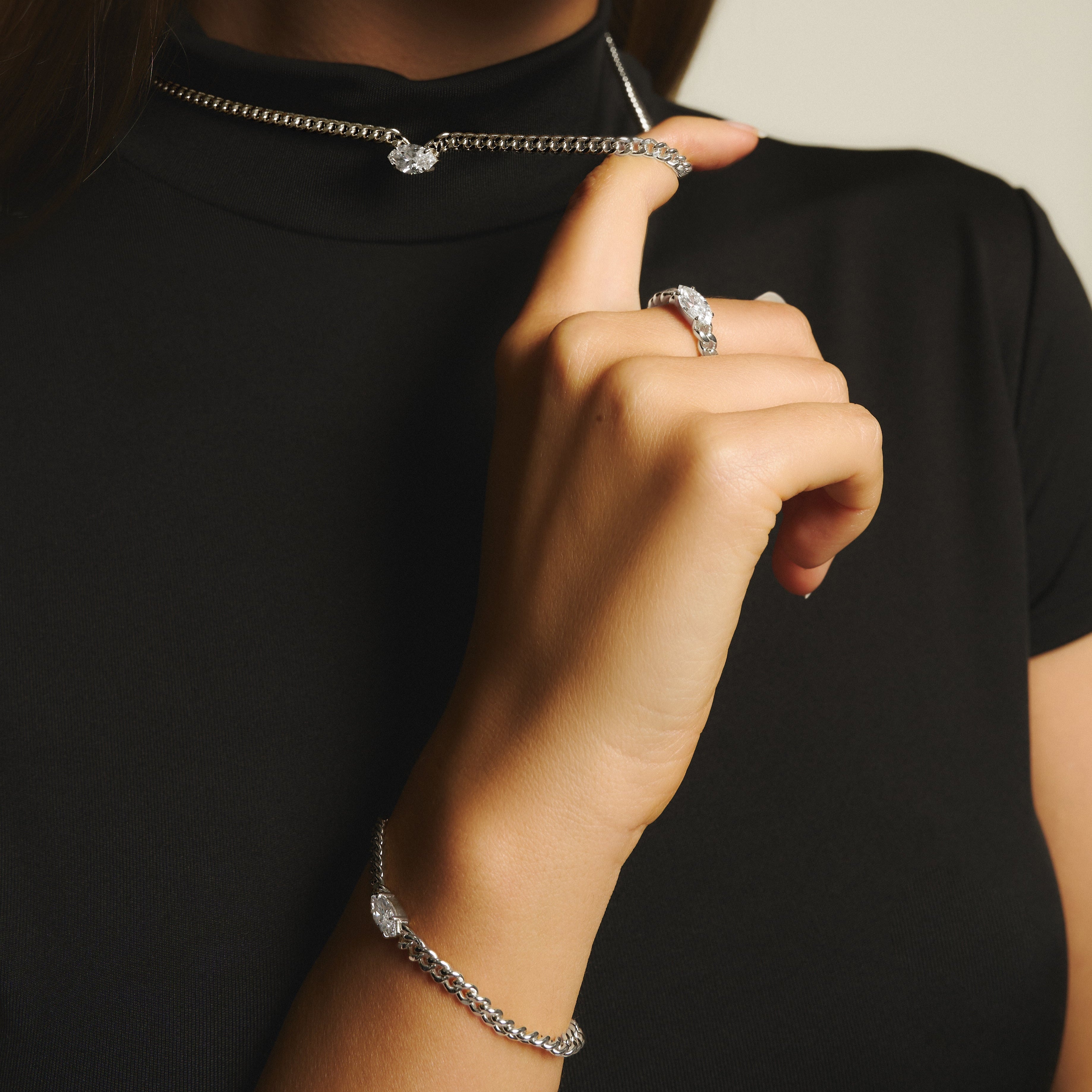Marquise curb-link bracelet 1ct - Marquise Diamond Curb Chain Bracelet - The Future Rocks - 4