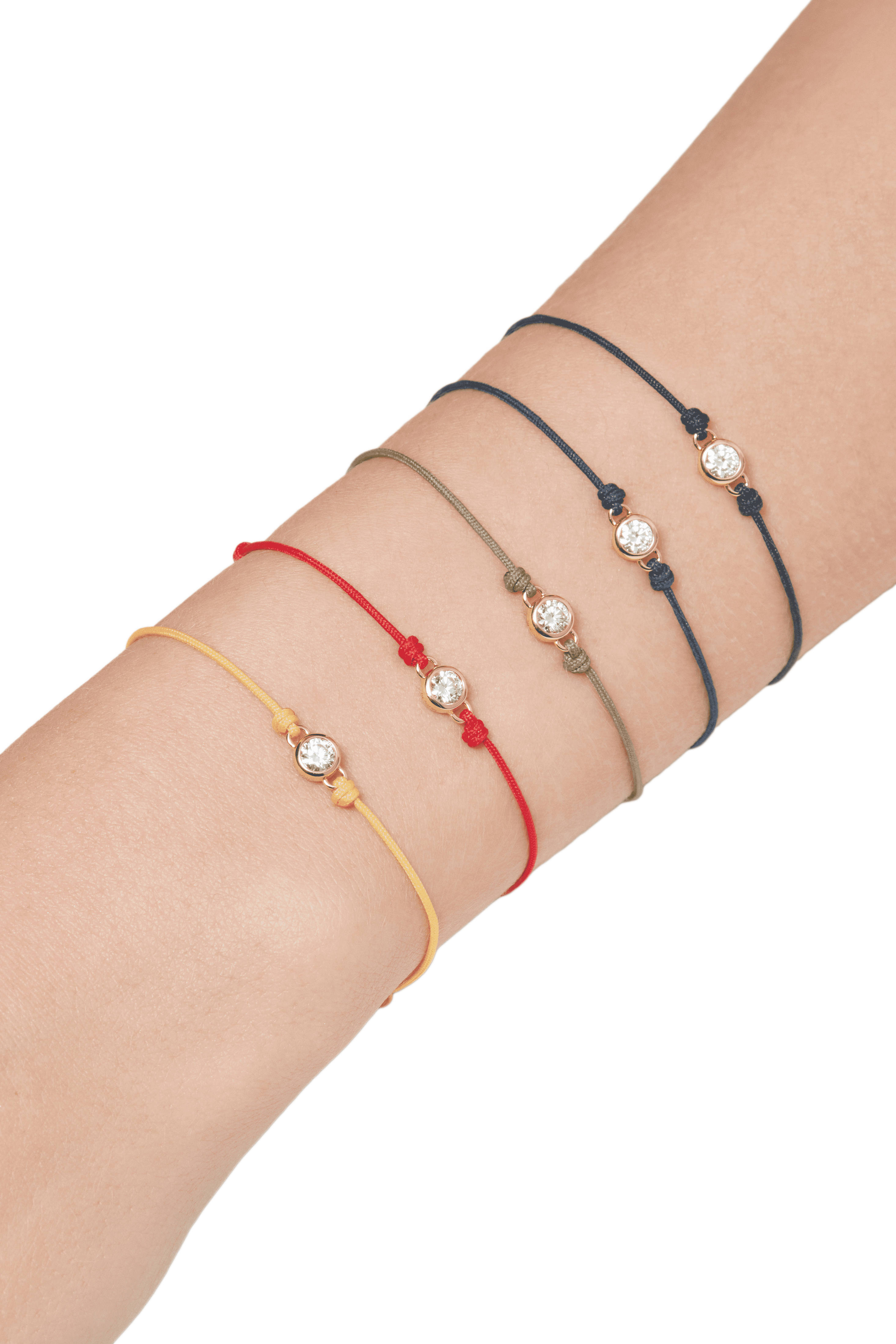 Round brilliant bezel cord bracelet - Yellow Cord Bracelet with Diamond - Valentine's Day Gifts - The Future Rocks - 3