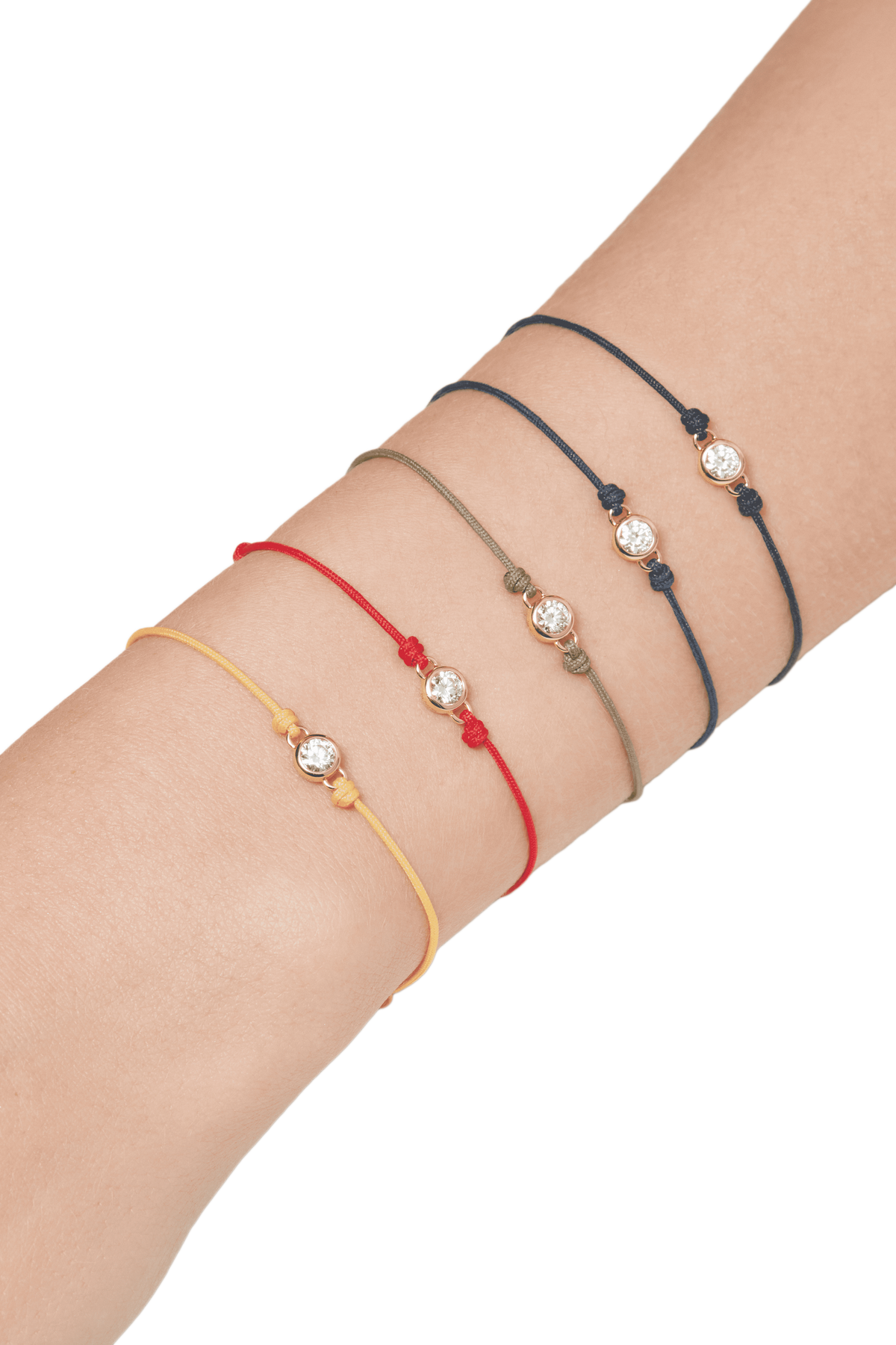 Round brilliant bezel cord bracelet - Yellow Cord Bracelet with Diamond - The Future Rocks - 3
