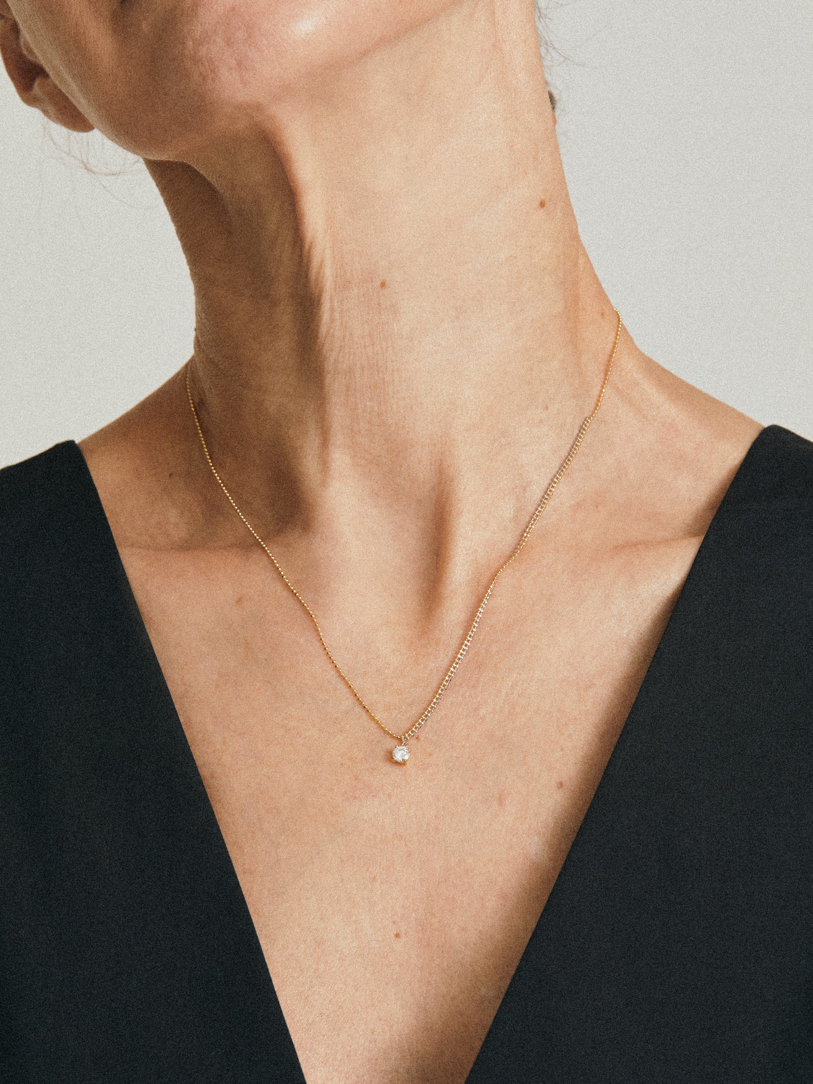Pixel 0.23ct round chain necklace - Pixel Mixed Metal Round Chain Necklace - The Future Rocks - 2