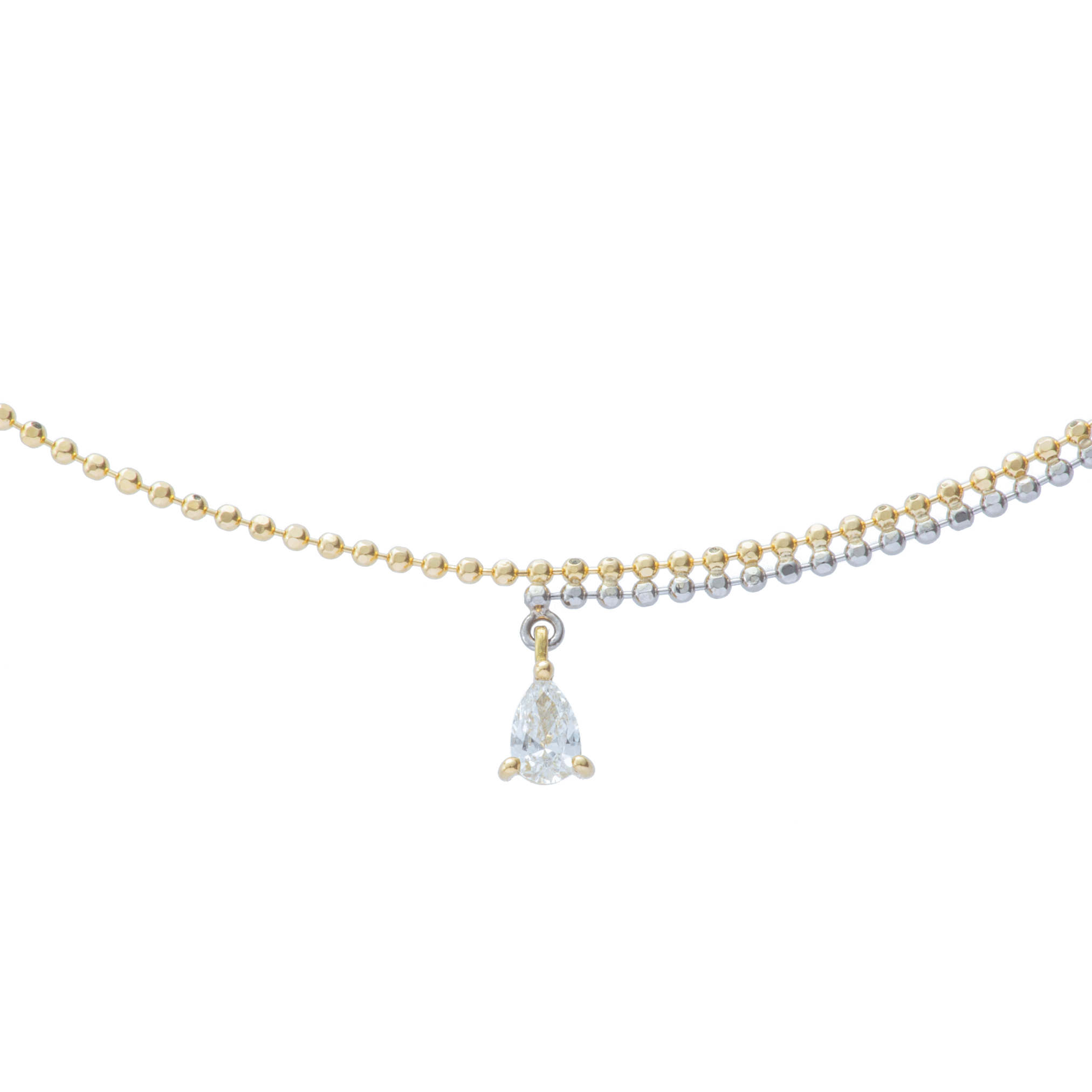 Pixel 0.12ct pear chain necklace - Pixel Mixed Metal Pear Chain Necklace - The Future Rocks - 1