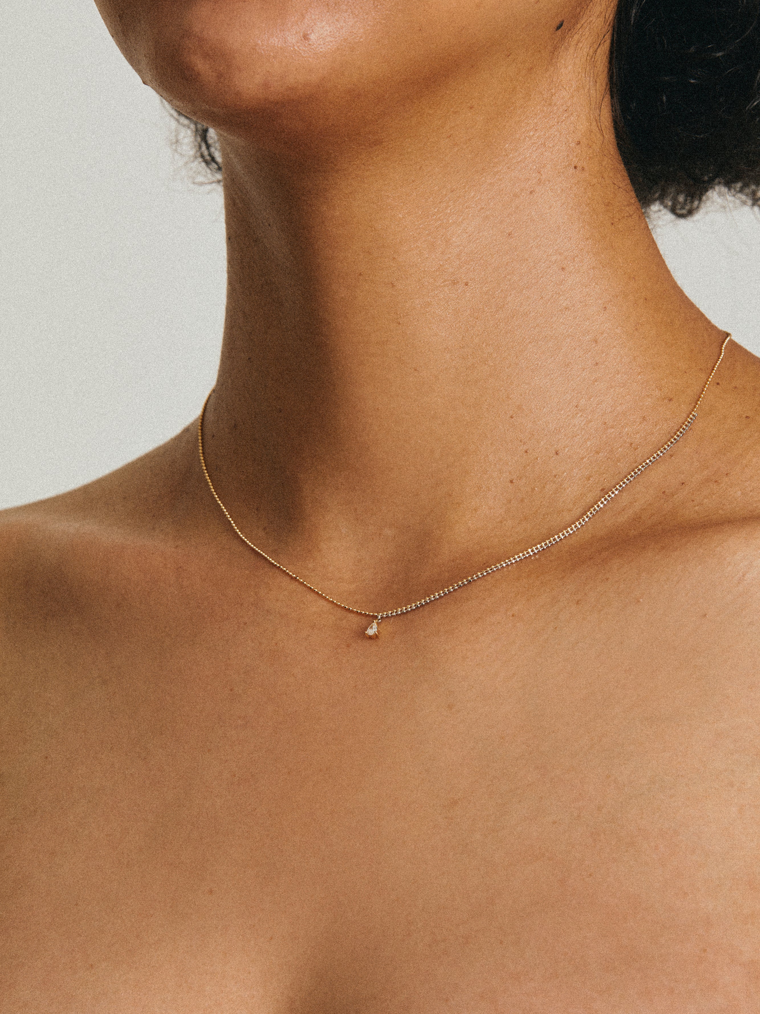 Pixel 0.12ct pear chain necklace - Pixel Mixed Metal Pear Chain Necklace - The Future Rocks - 2