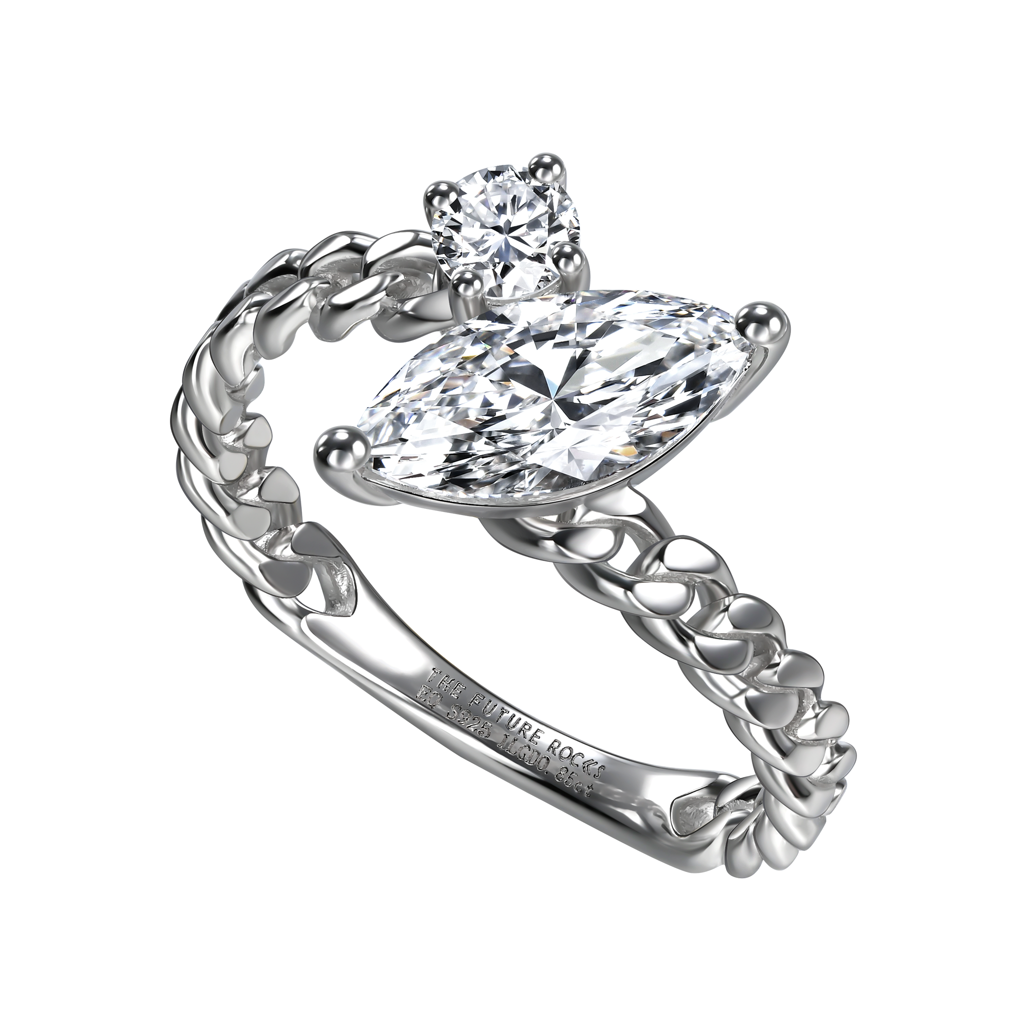 Clara curb-link ring - Curb-Link Lab Diamond Ring - The Future Rocks - 4