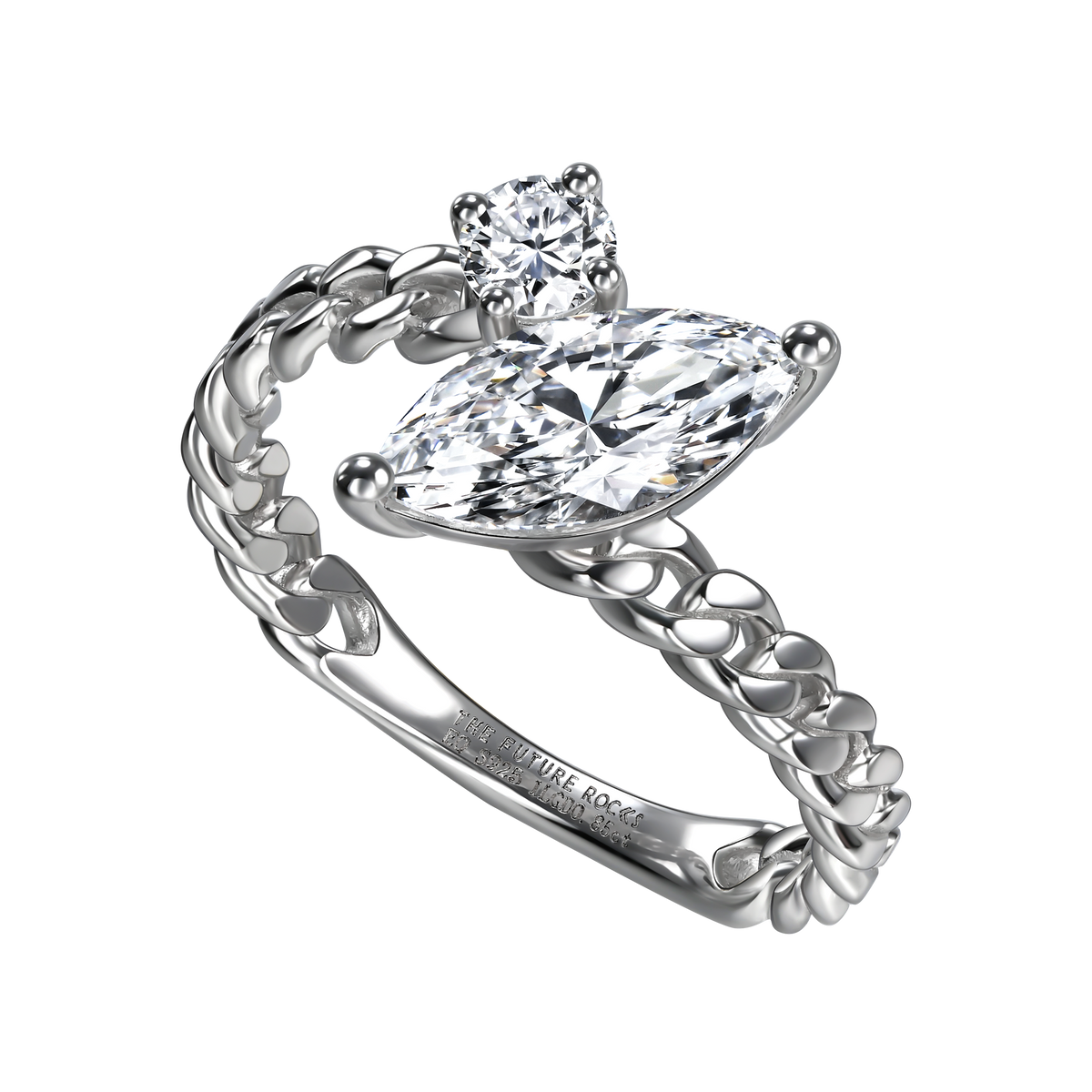 Clara curb-link ring - Curb-Link Lab Diamond Ring - The Future Rocks - 4