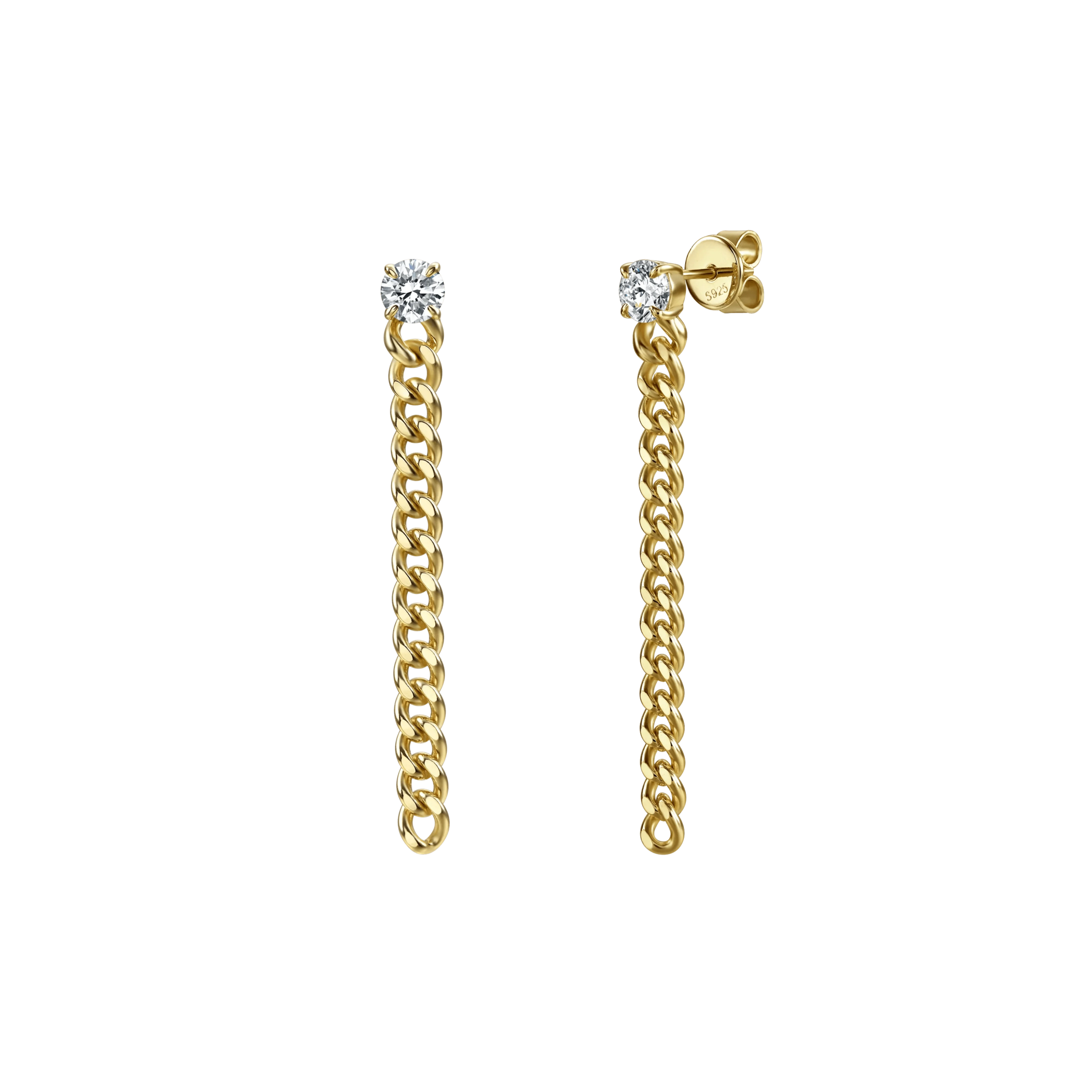 Round curb-link earrings 1ct - Round Diamond Curb Chain Earrings - The Future Rocks - 1