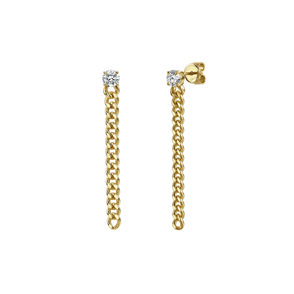 Round curb-link earrings 1ct - Round Diamond Curb Chain Earrings - The Future Rocks - 1