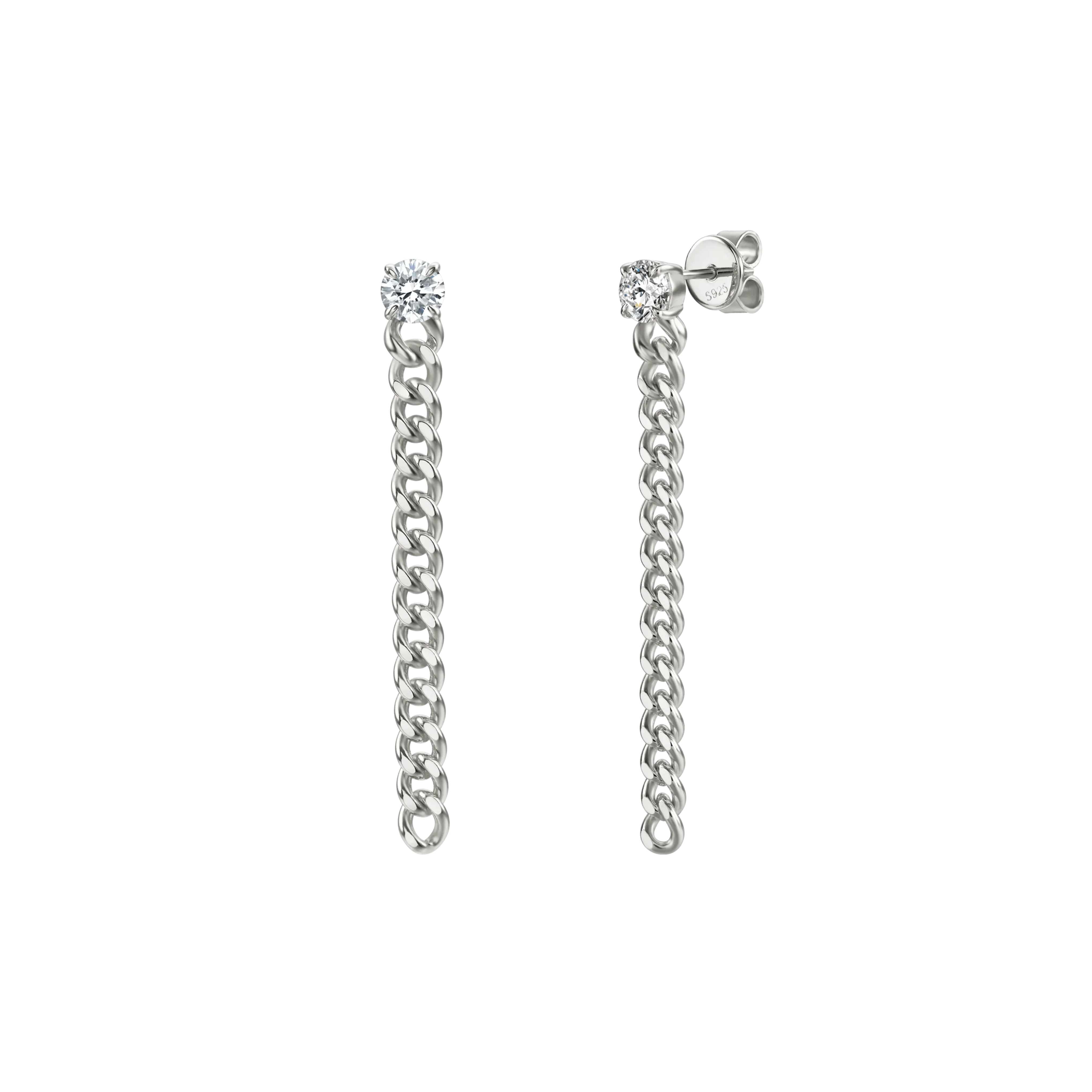 Round curb-link earrings 1ct - Round Diamond Curb Chain Earrings - The Future Rocks - 3