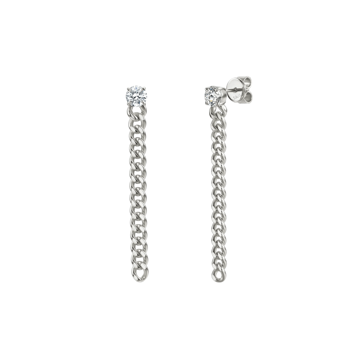 Round curb-link earrings 1ct - Round Diamond Curb Chain Earrings - The Future Rocks - 3