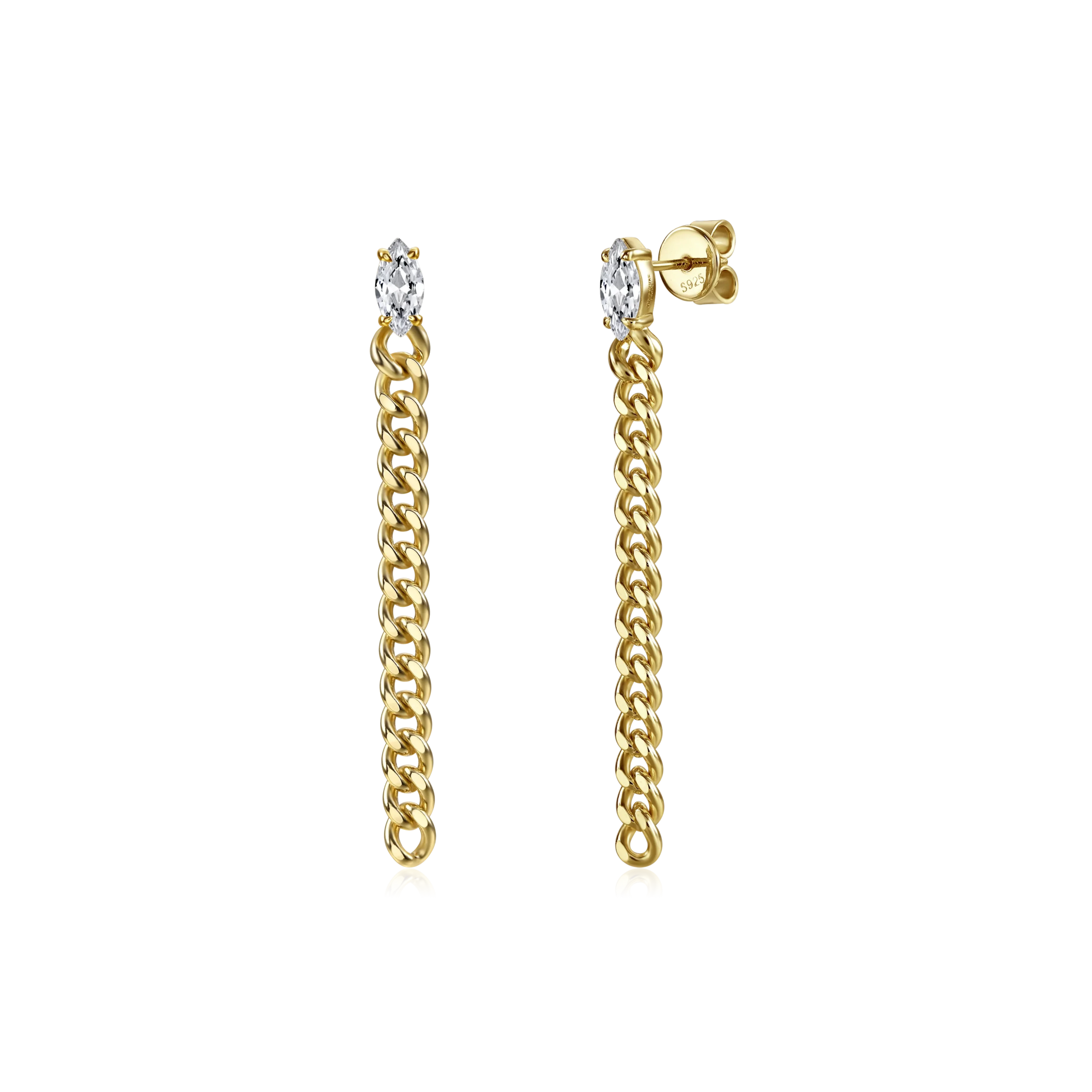 Marquise curb-link earrings 1ct - Marquise Diamond Curb Chain Earrings - The Future Rocks - 1