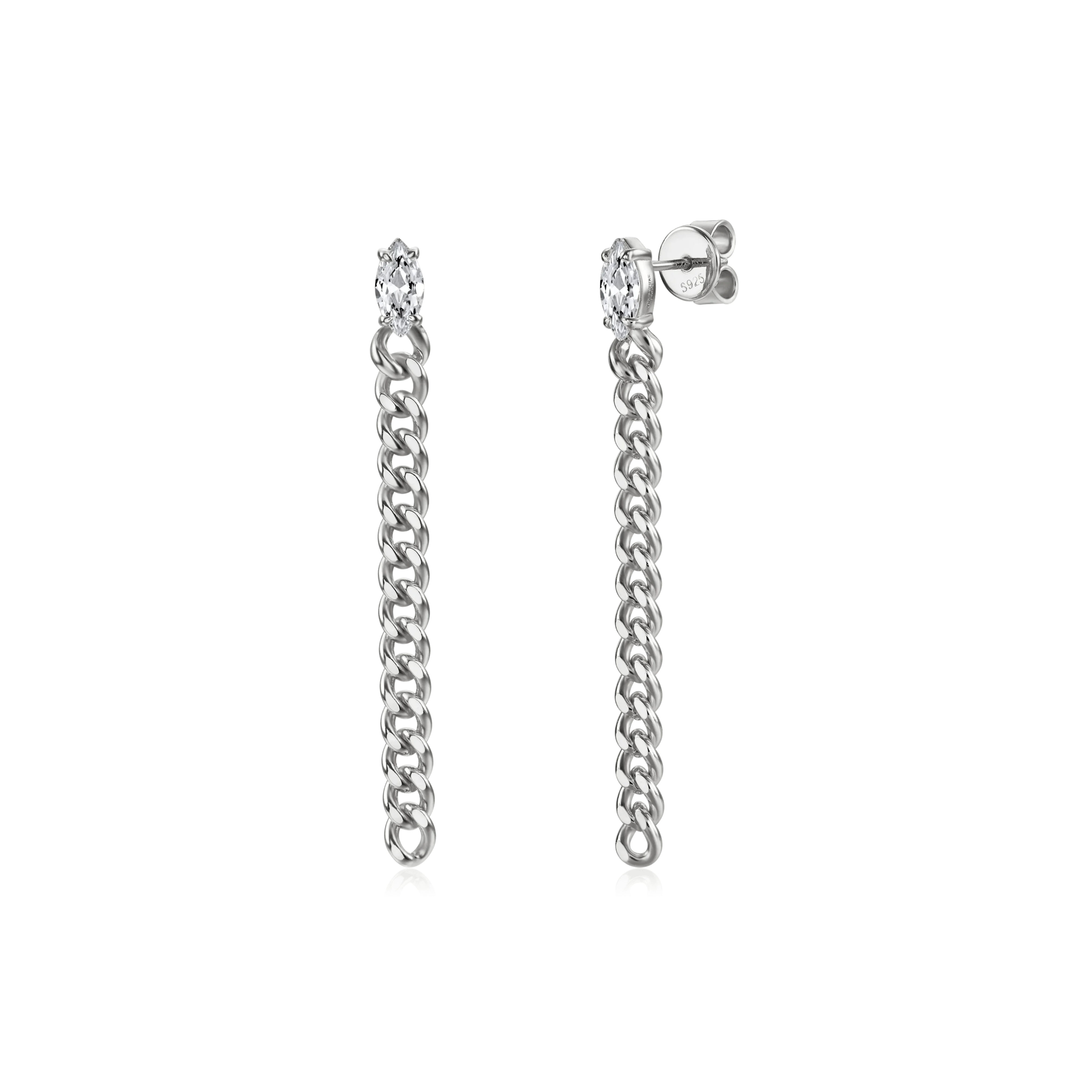 Marquise curb-link earrings 1ct - Marquise Diamond Curb Chain Earrings - The Future Rocks - 3