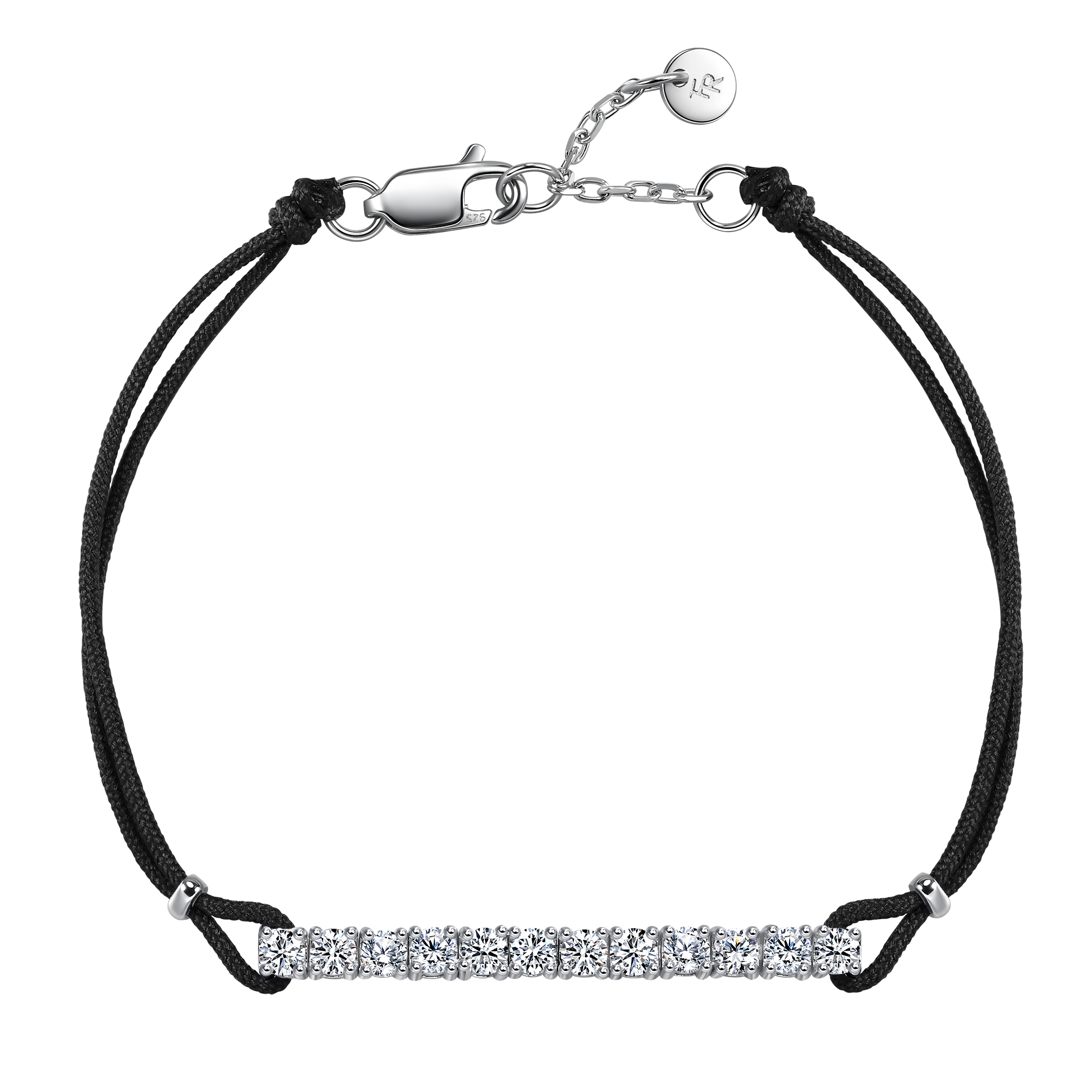 Pavé black cord bracelet 0.6ct - Pavé Diamond Bracelet - Black Cord Bracelet - The Future Rocks - 2