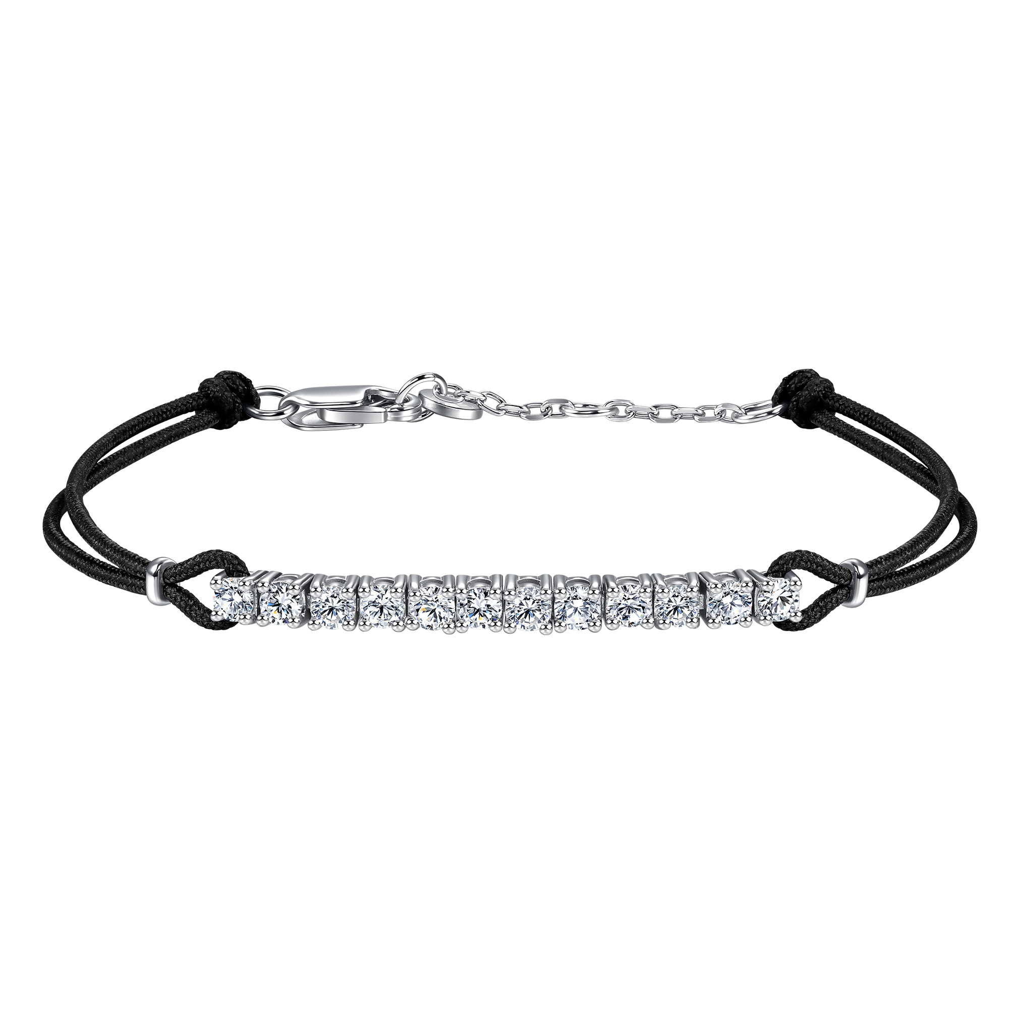 Pavé black cord bracelet 0.6ct - Pavé Diamond Bracelet - Black Cord Bracelet - The Future Rocks - 1