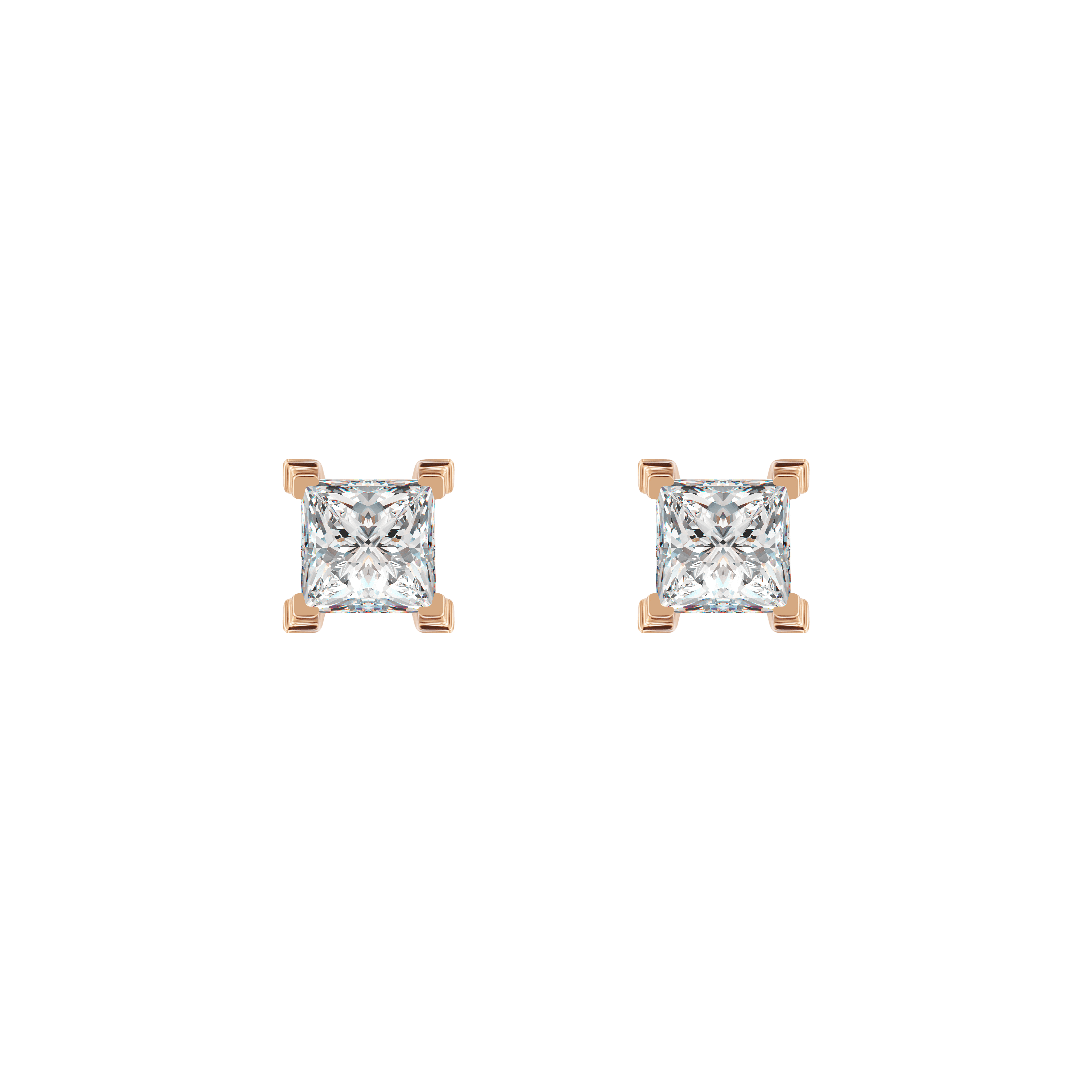 Mercury solitaire earrings 0.4ct - Princess Cut Diamond Stud Earrings - The Future Rocks - 1