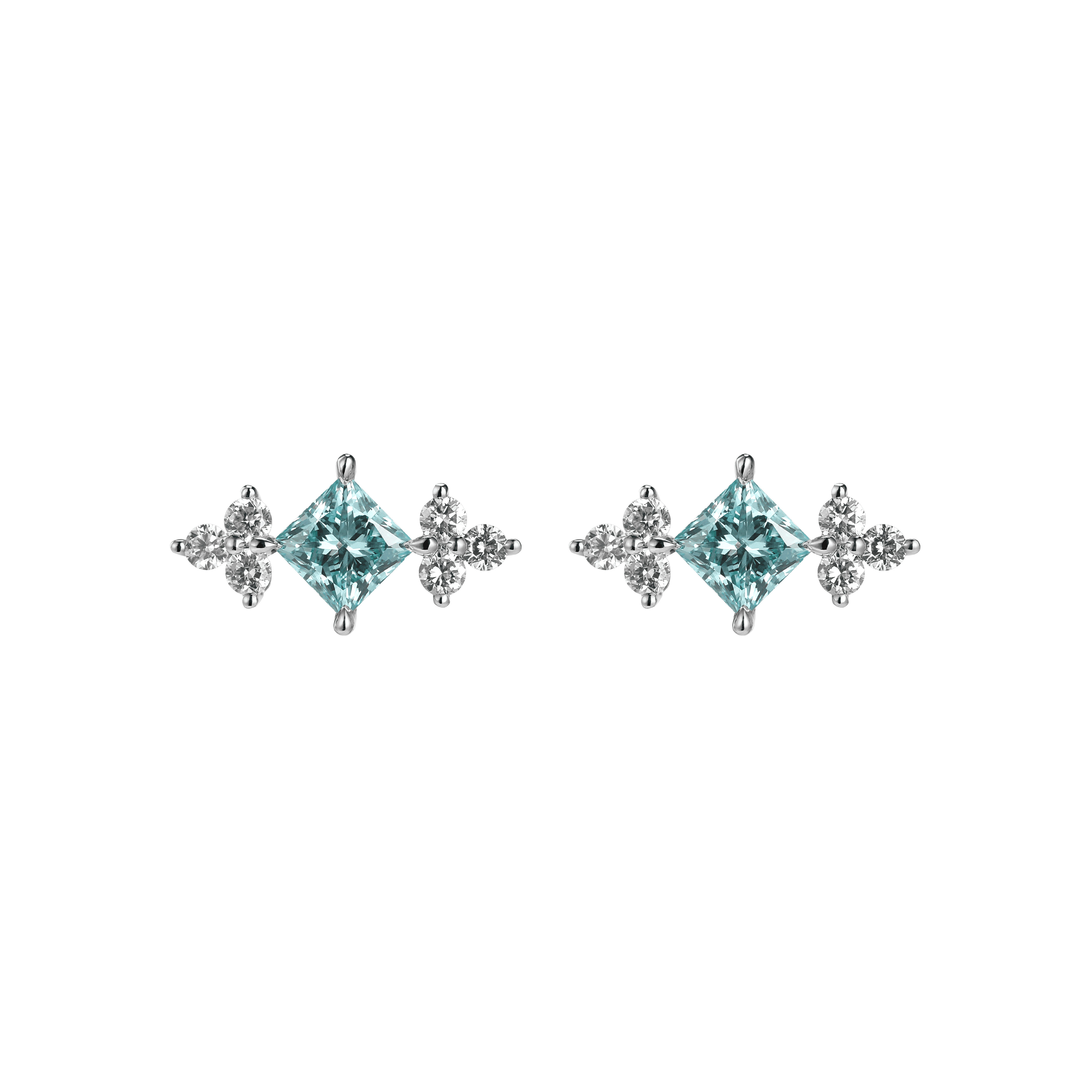 Princess blue joy earrings - Princess Cut Blue Diamond Earrings - The Future Rocks - 1
