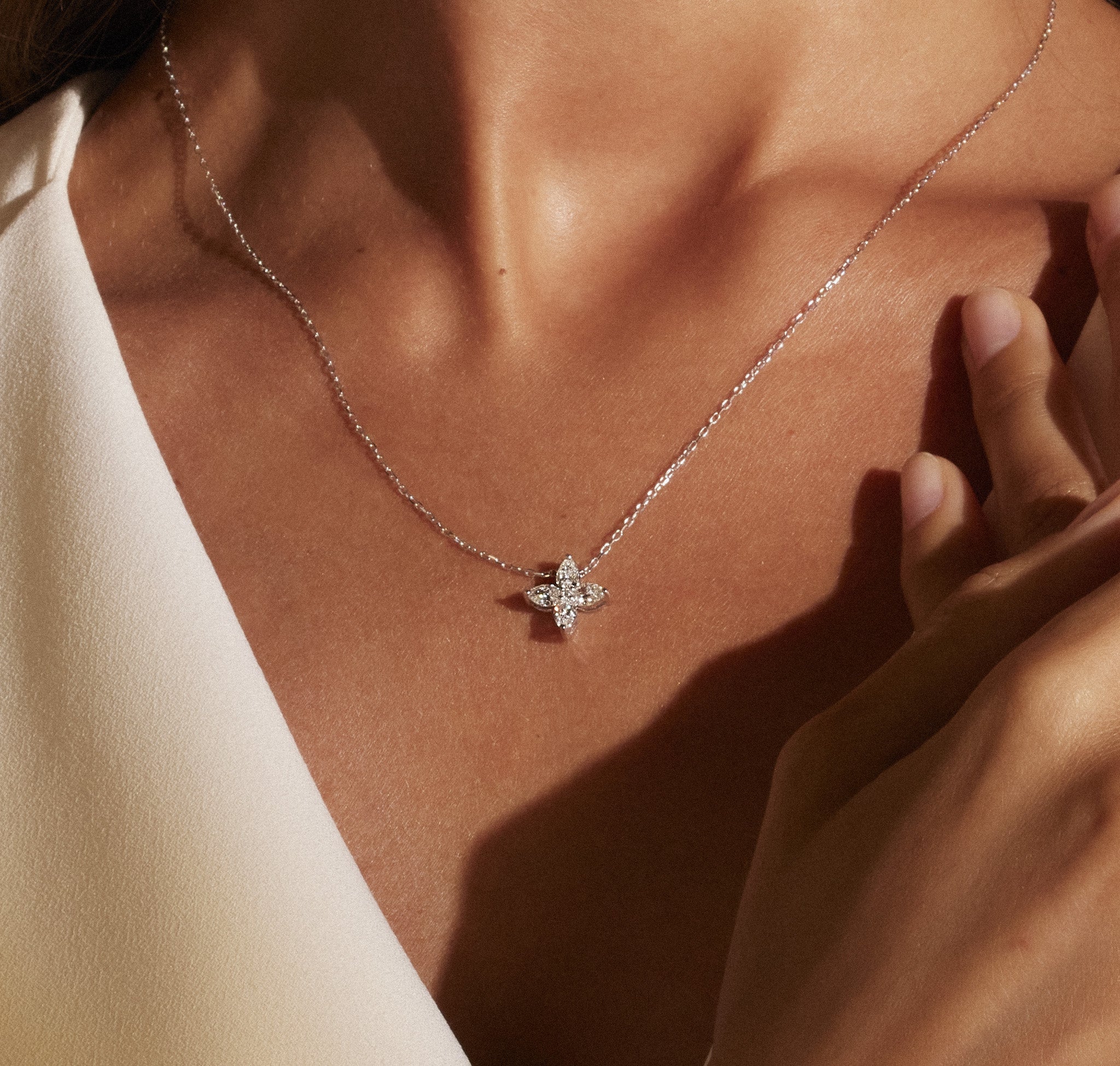 Flora pear floral necklace - Diamond Flower Pendant Necklace - The Future Rocks - 2