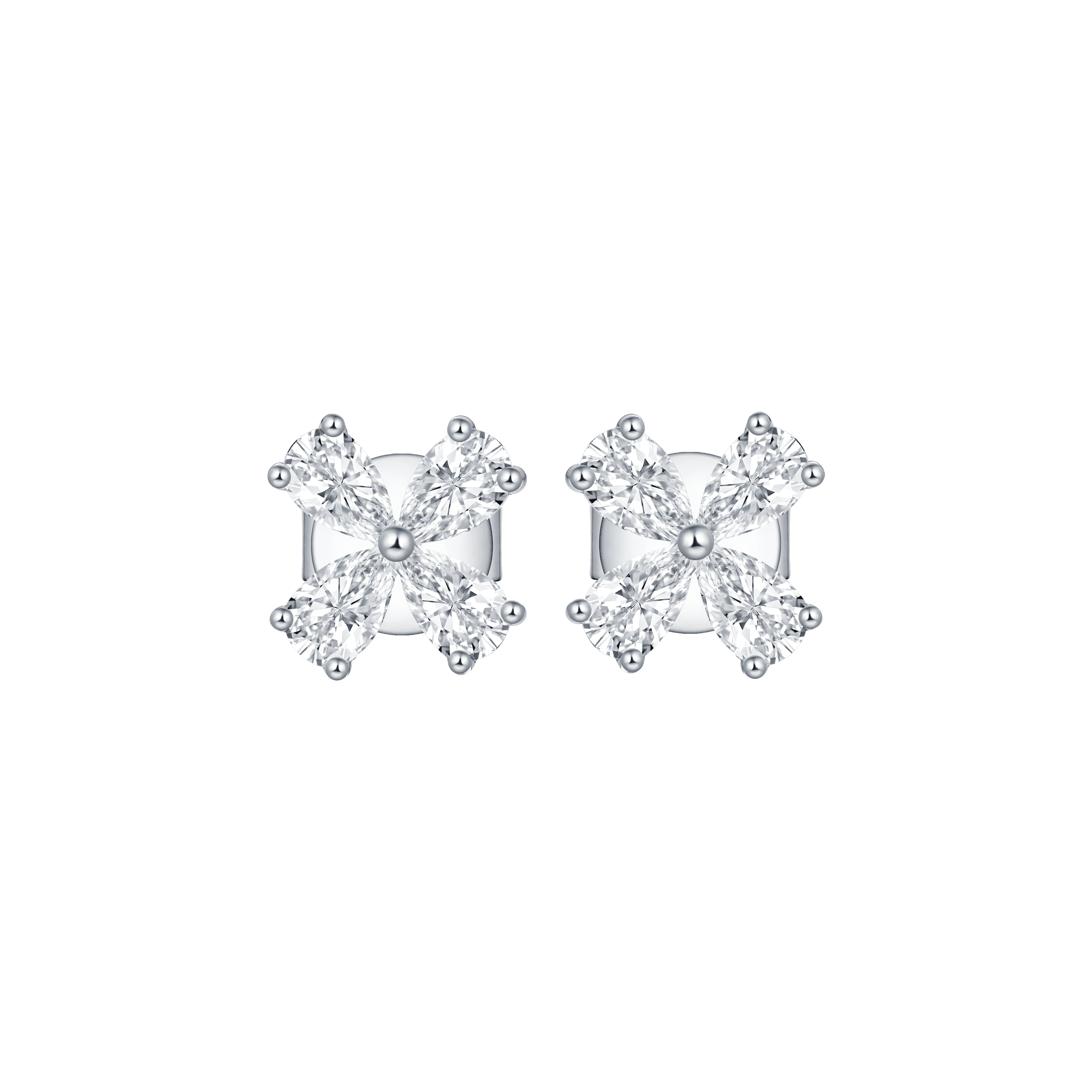 Flora pear cluster stud earrings - Cluster Diamond Flower Earrings - The Future Rocks - 1