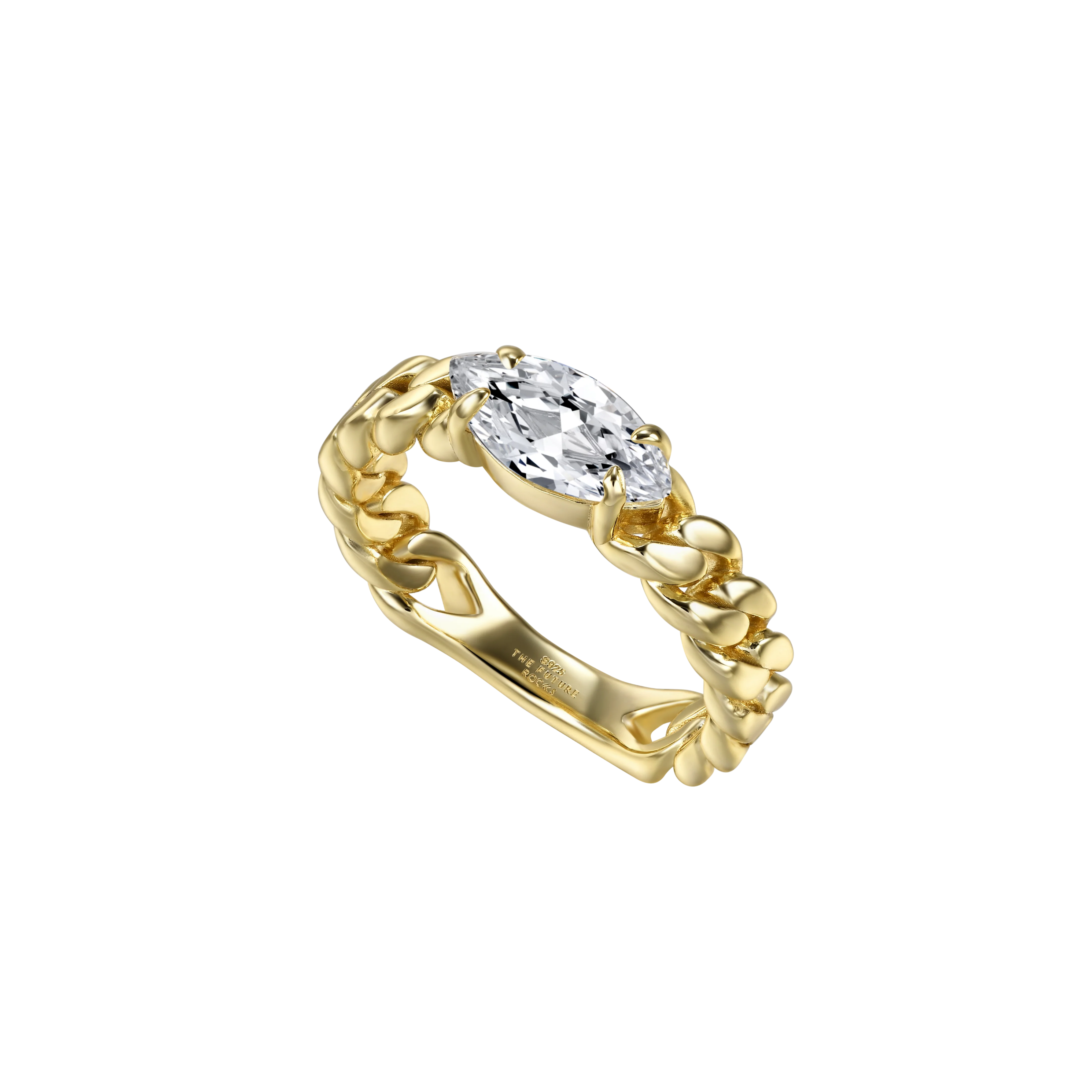 Marquise curb-link ring 1ct - Marquise curb-link ring 1ct - The Future Rocks - 3