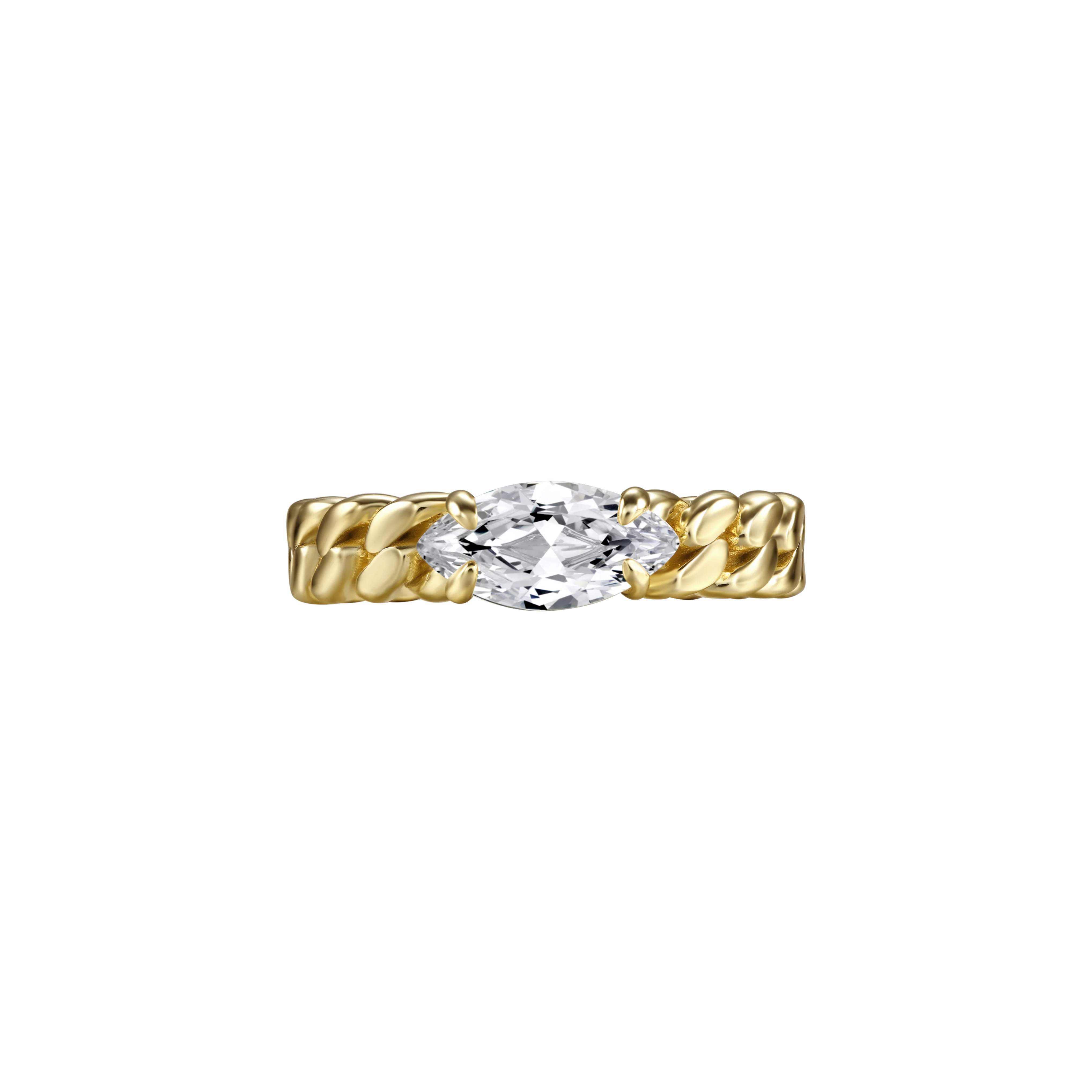 Marquise curb-link ring 1ct - Marquise Diamond Curb Chain Ring - The Future Rocks - 1