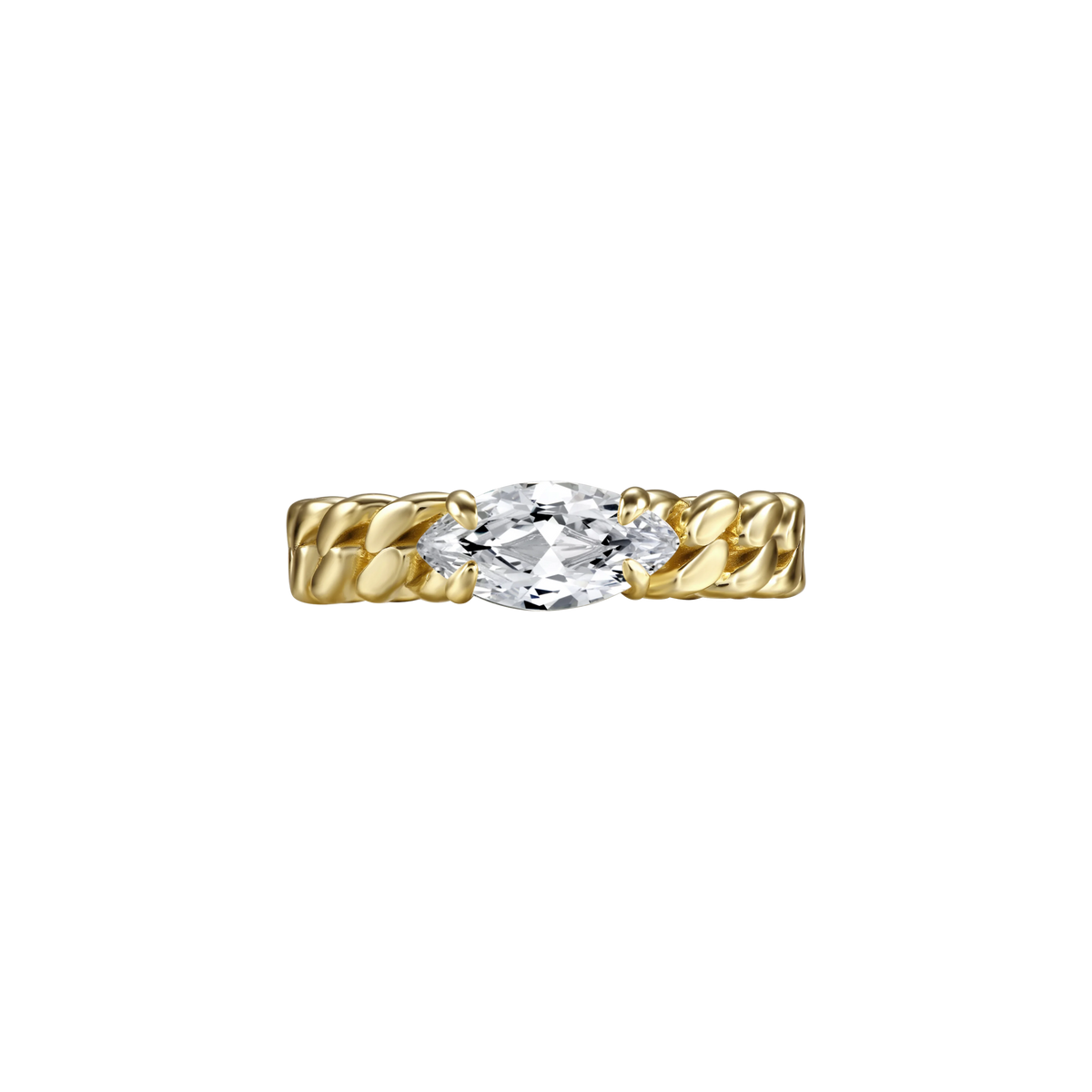 Marquise curb-link ring 1ct - Marquise Diamond Curb Chain Ring - The Future Rocks - 1