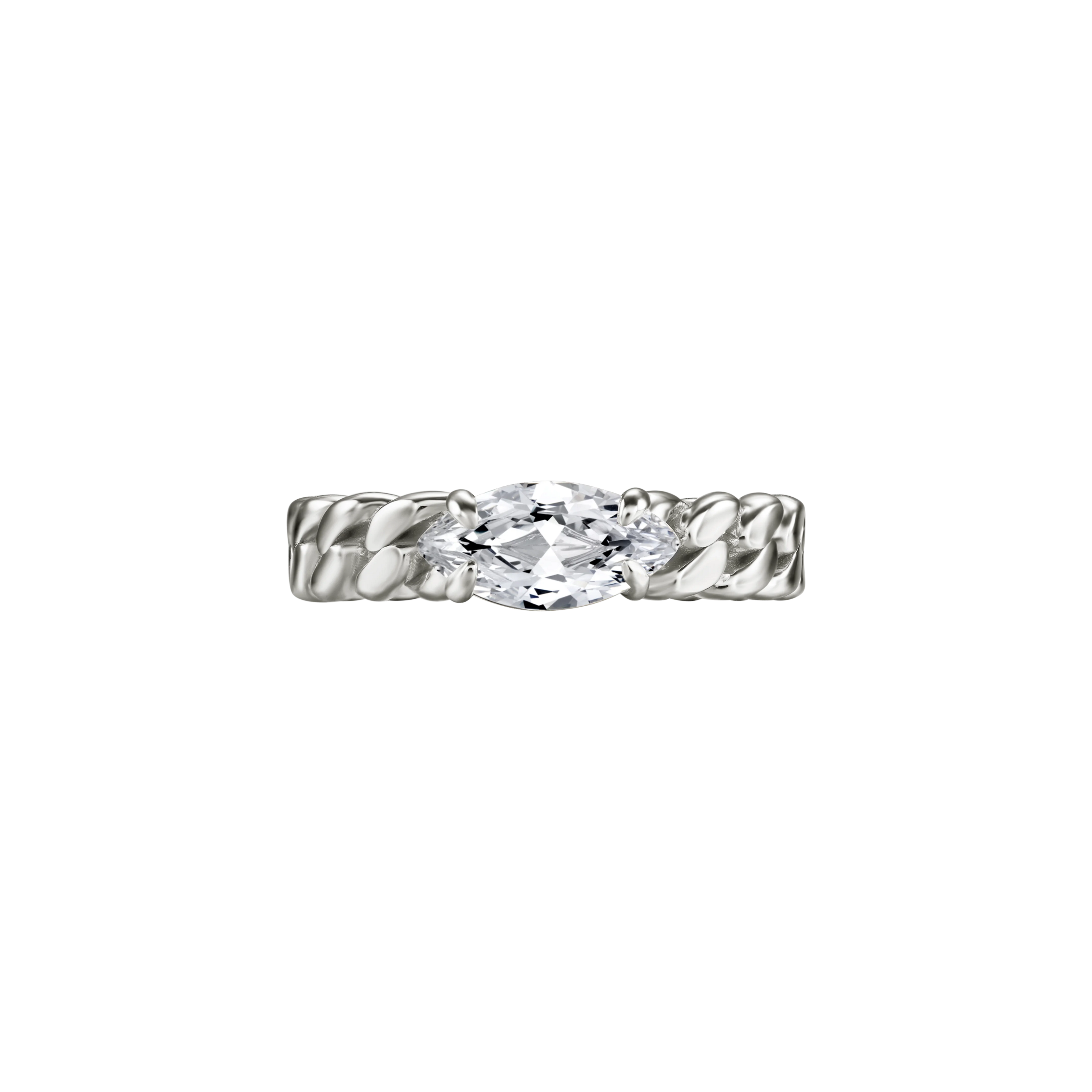 Marquise curb-link ring 1ct - Marquise Diamond Curb Chain Ring - The Future Rocks - 5
