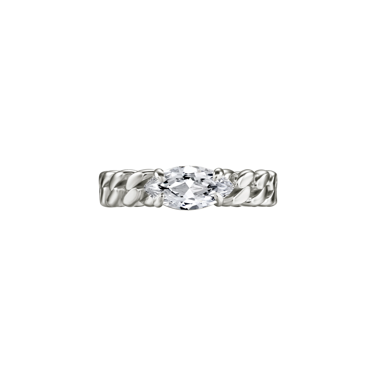 Marquise curb-link ring 1ct - Marquise Diamond Curb Chain Ring - The Future Rocks - 5