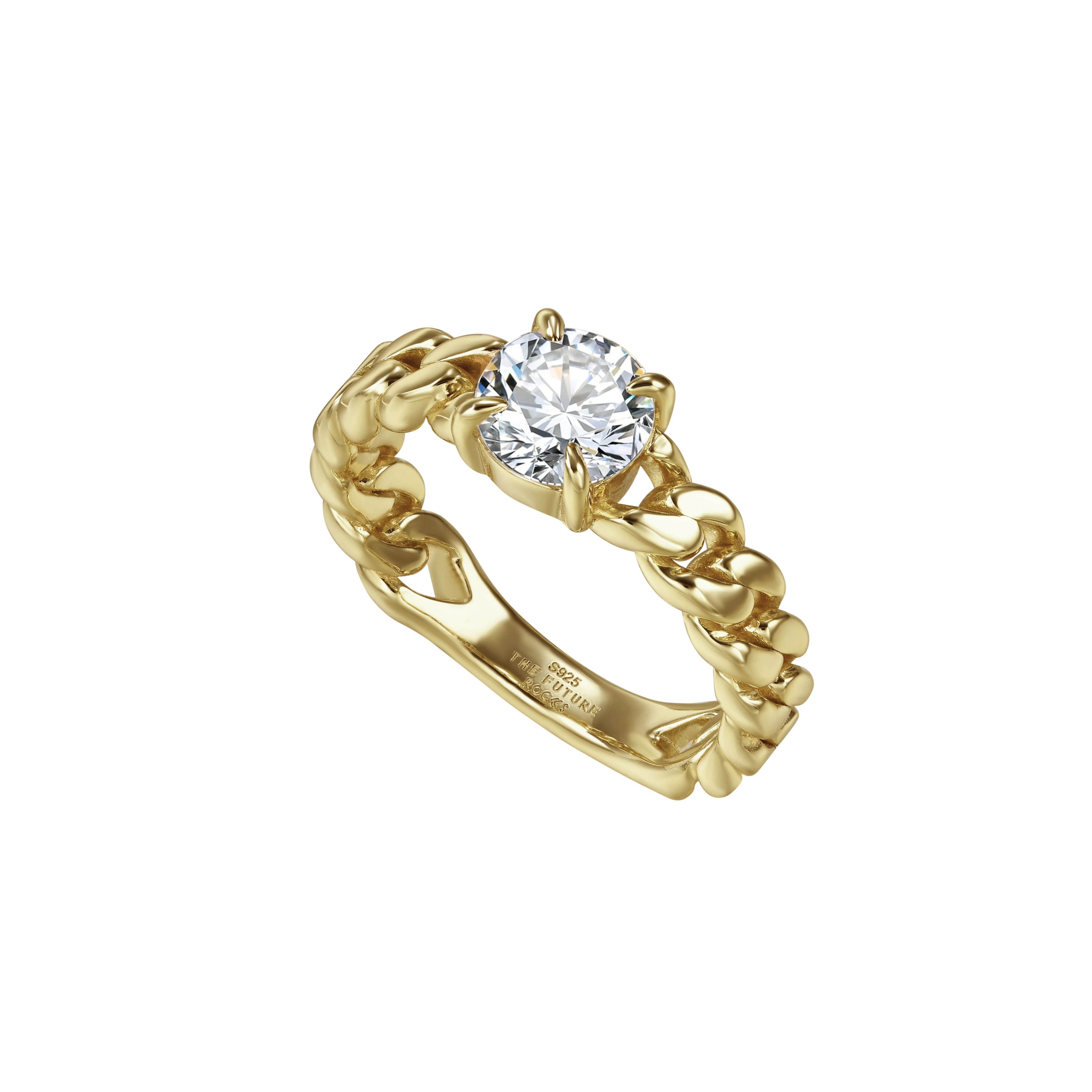 Round curb-link ring 1ct - Round Diamond Curb Chain Ring - The Future Rocks - 7