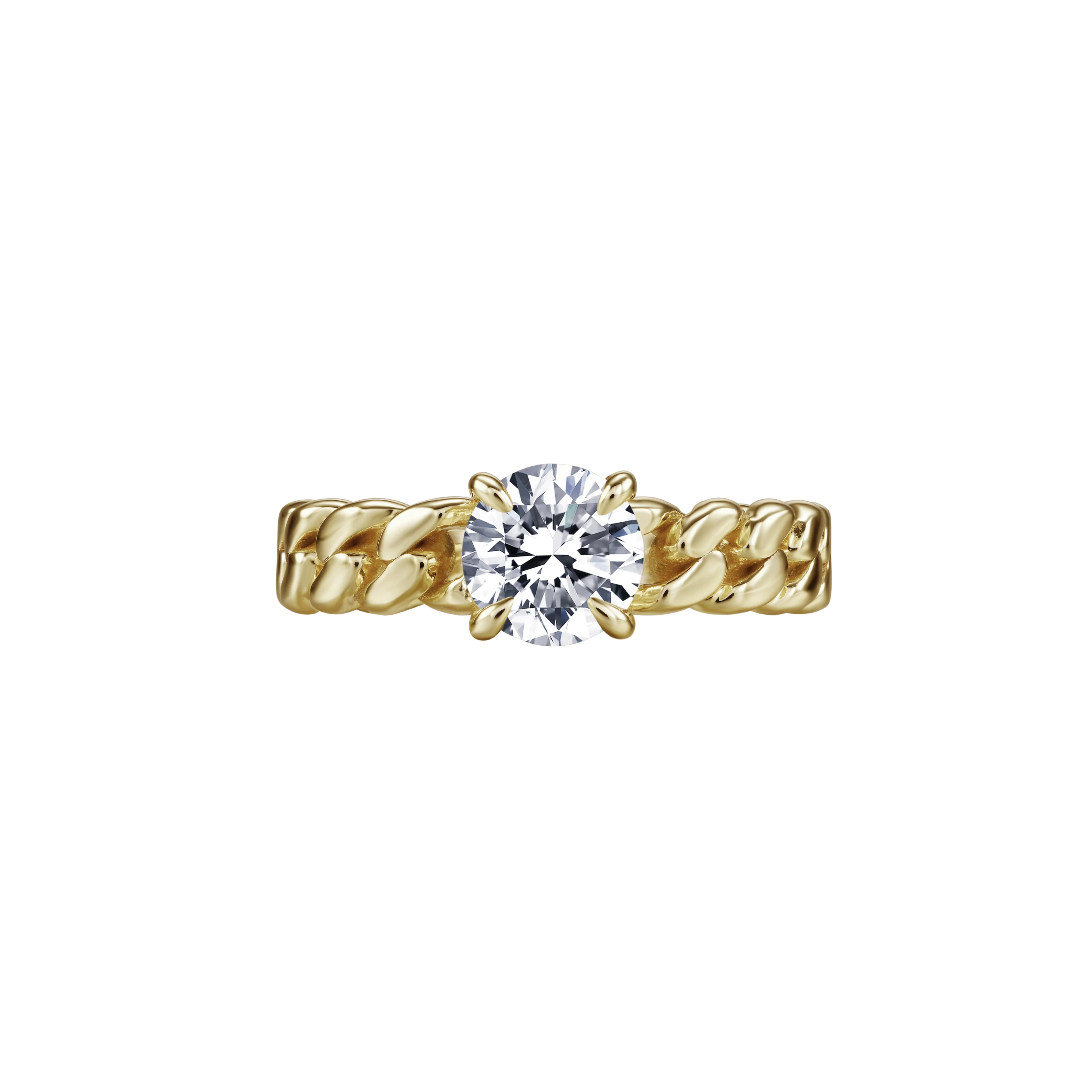Round curb-link ring 1ct - Round Diamond Curb Chain Ring - The Future Rocks - 1