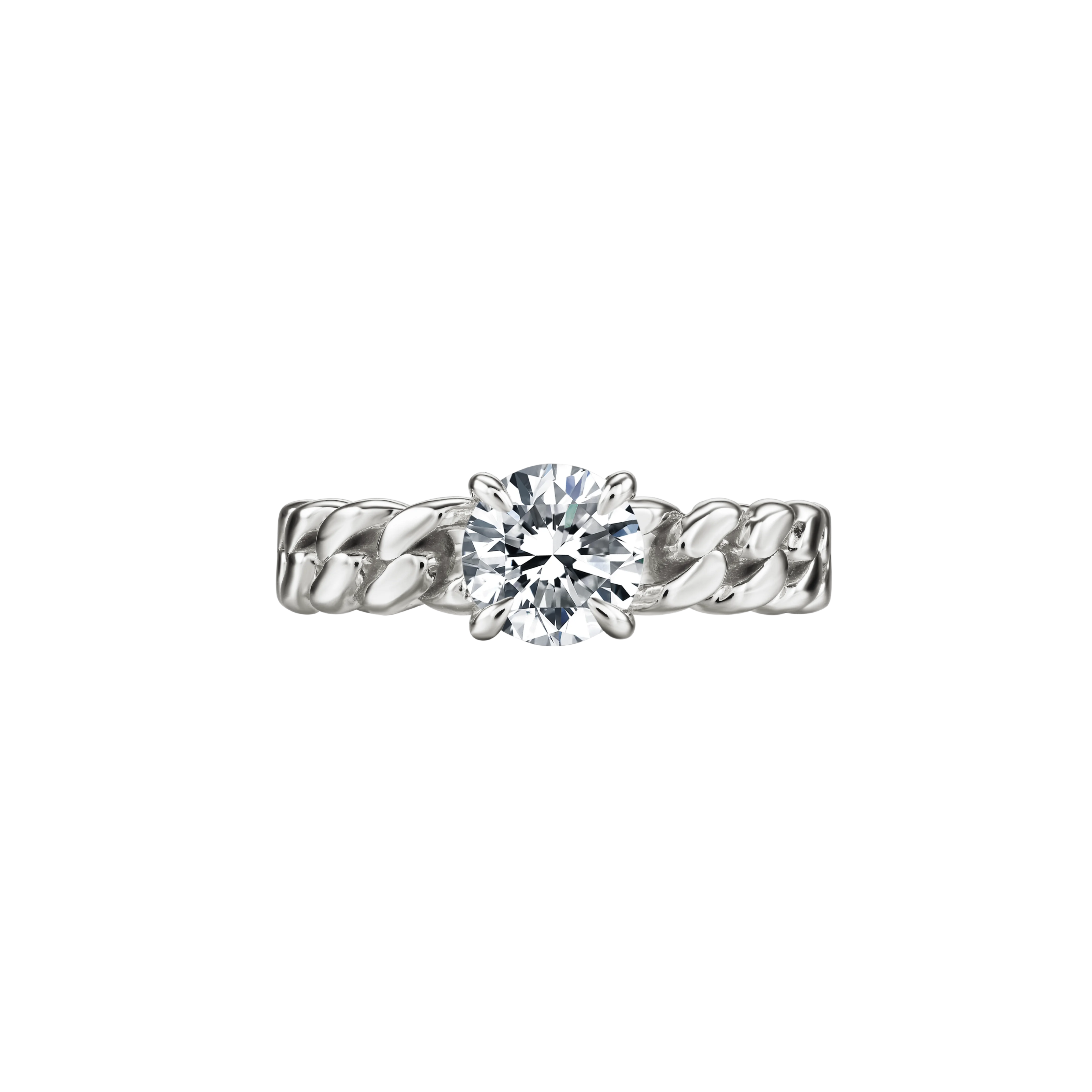 Round curb-link ring 1ct - Round Diamond Curb Chain Ring - The Future Rocks - 3
