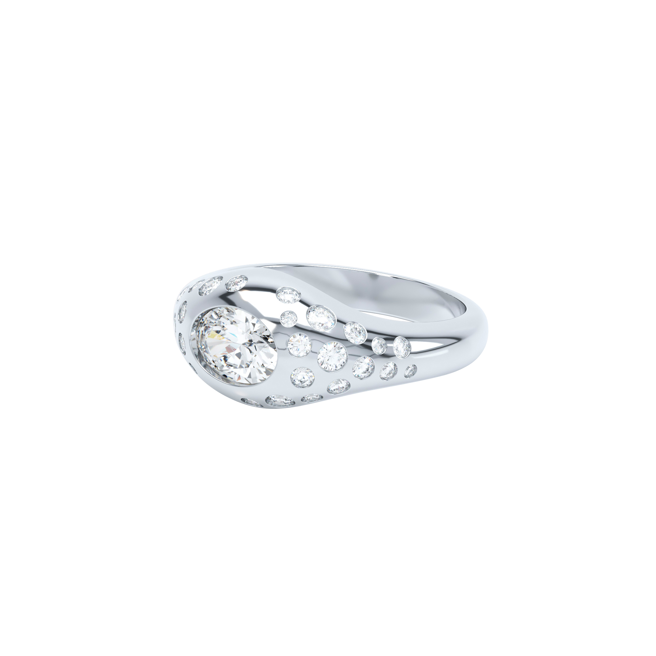 Curve scattered diamond signet ring - Curve Scattered Diamond Signet Ring - The Future Rocks - 3