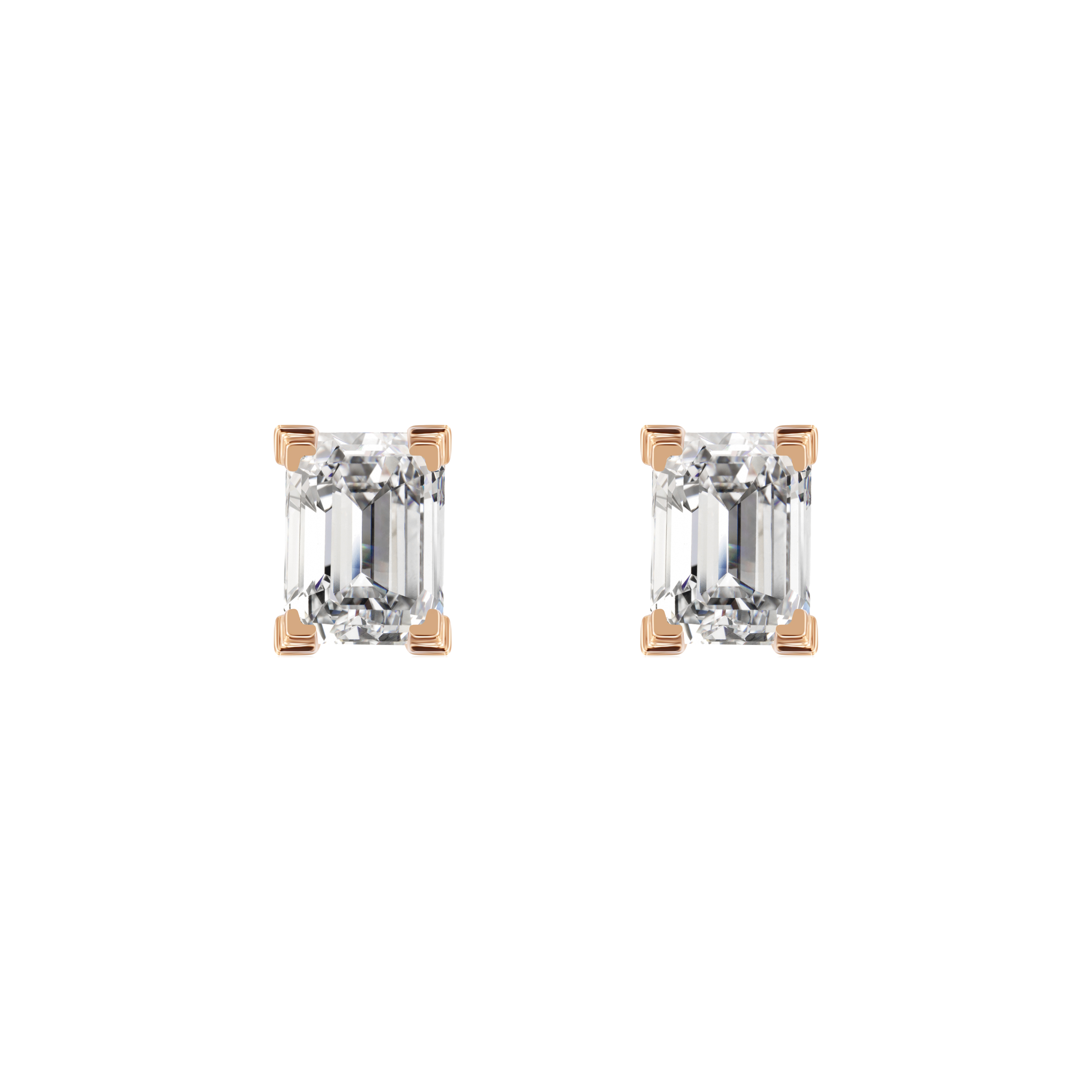 Jupiter solitaire earrings 0.4ct - Emerald Cut Diamond Stud Earrings - The Future Rocks - 1