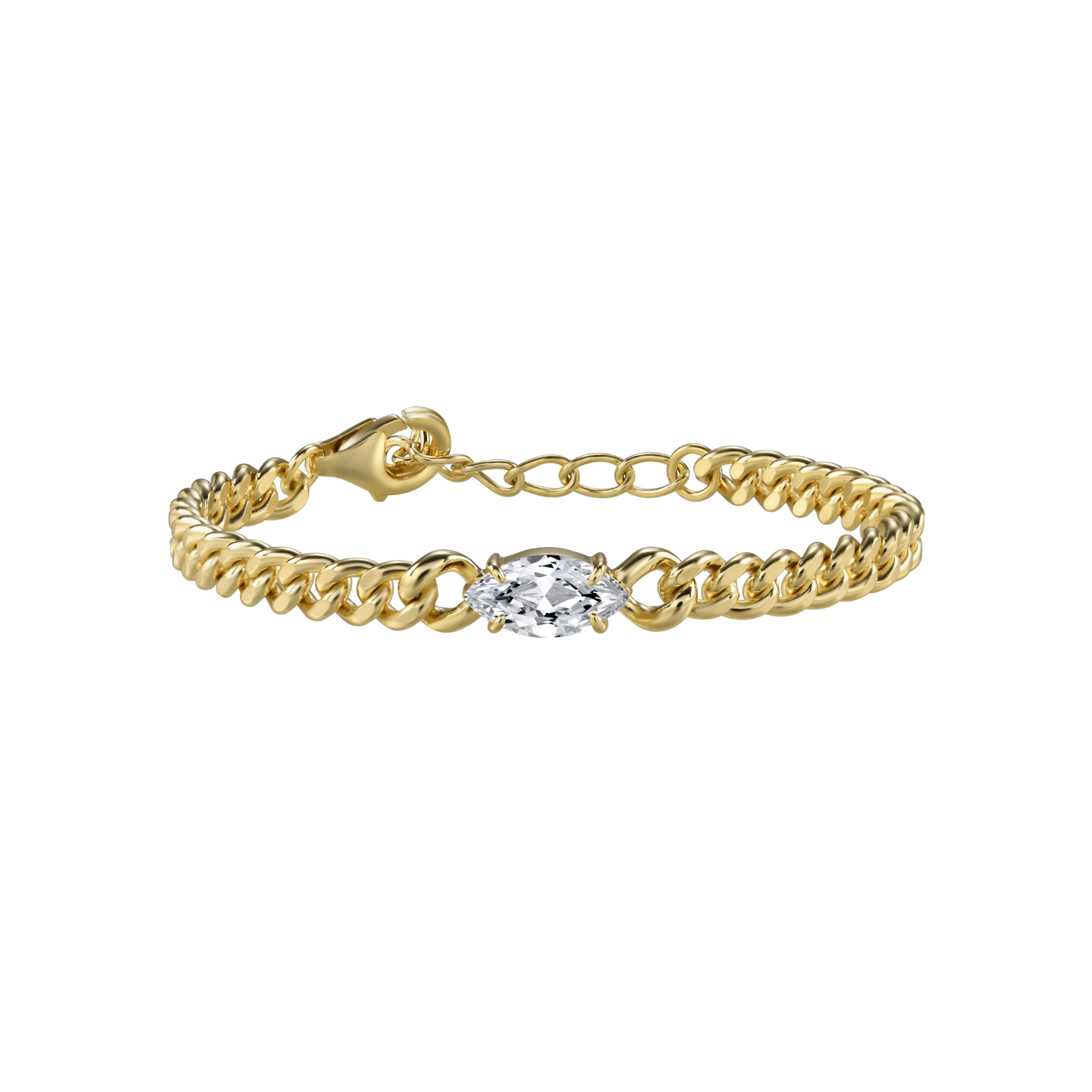 Marquise curb-link bracelet 1ct - Marquise Diamond Curb Chain Bracelet - The Future Rocks - 1