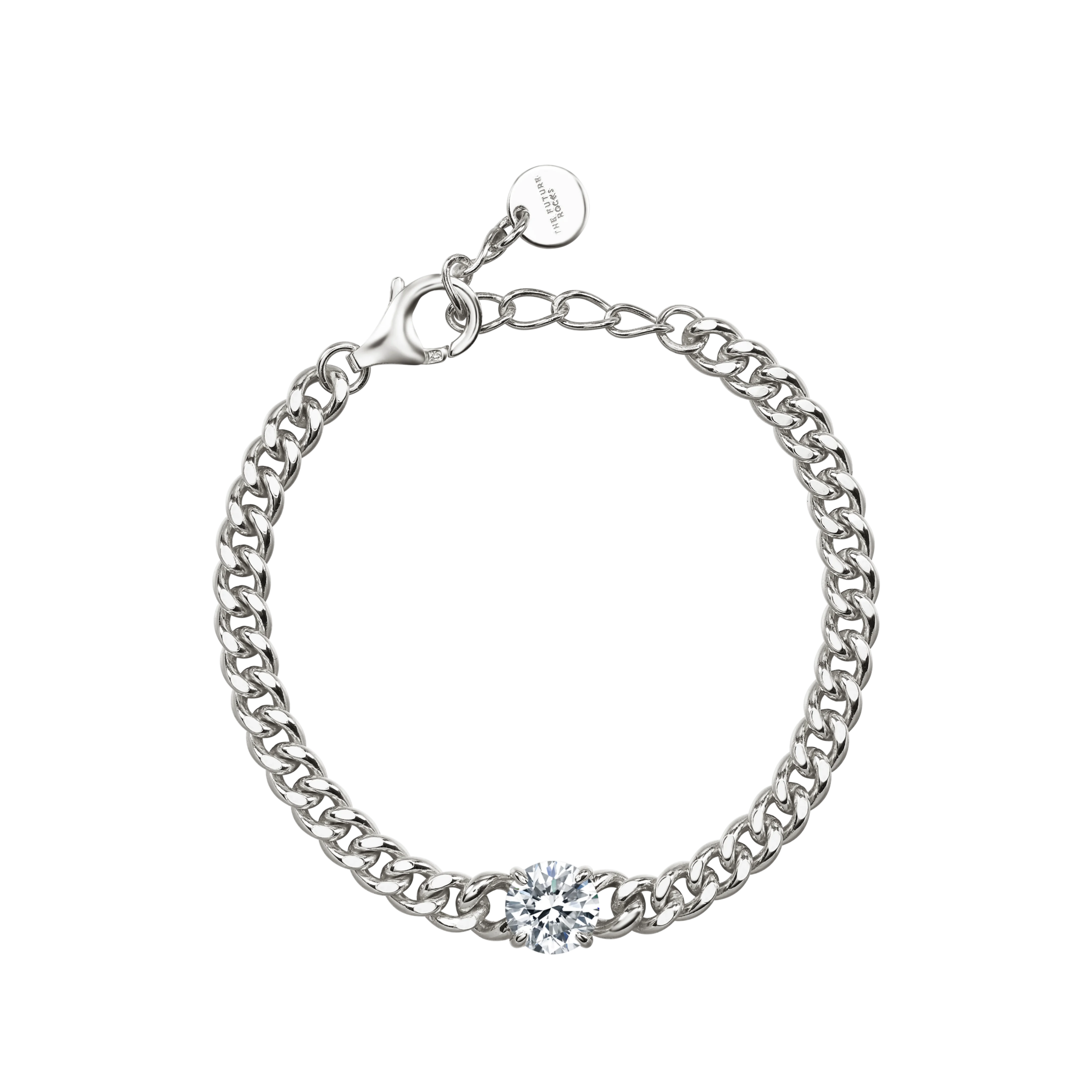 Round curb-link bracelet 1ct - Round Diamond Curb Chain Bracelet - The Future Rocks - 5