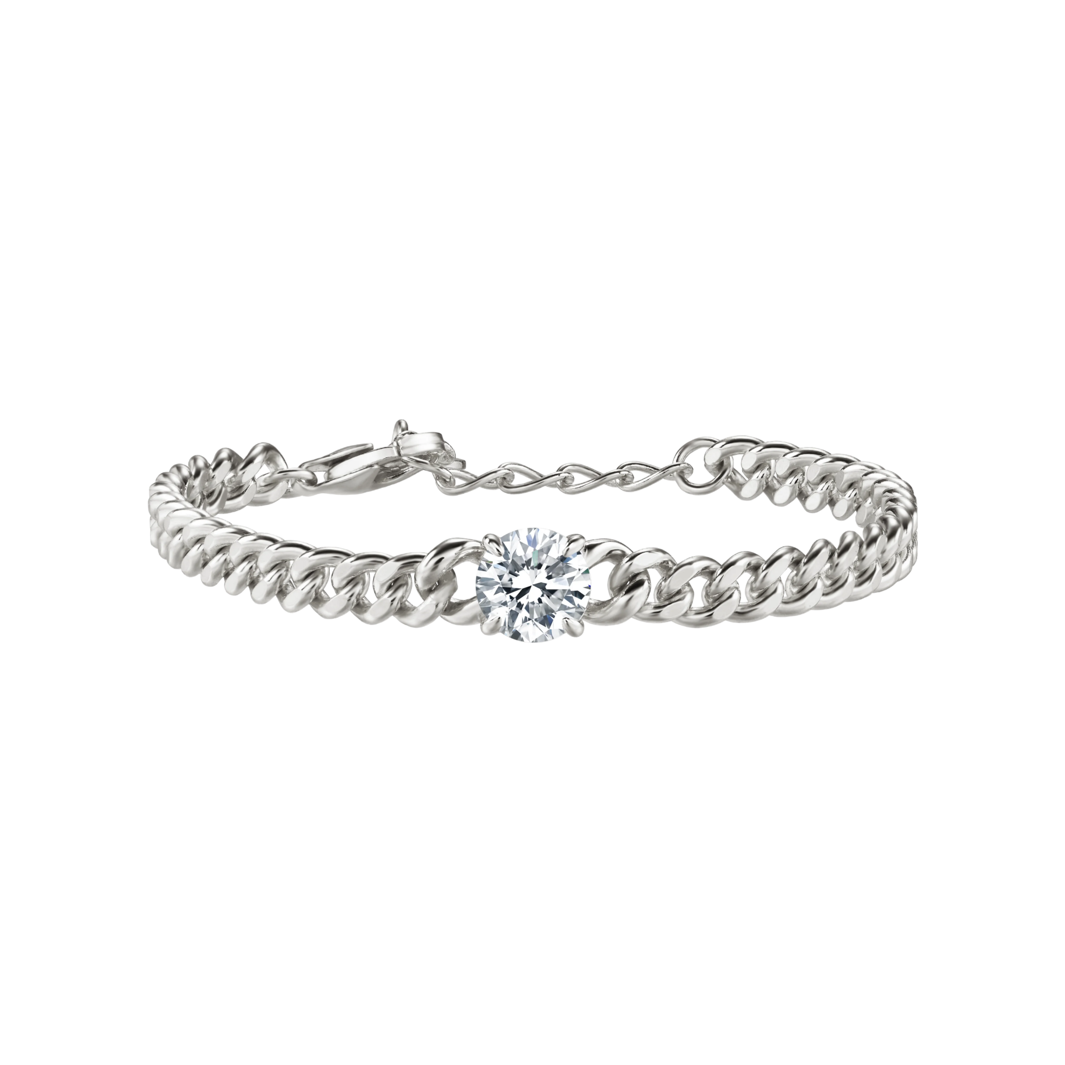 Round curb-link bracelet 1ct - Round Diamond Curb Chain Bracelet - The Future Rocks - 3