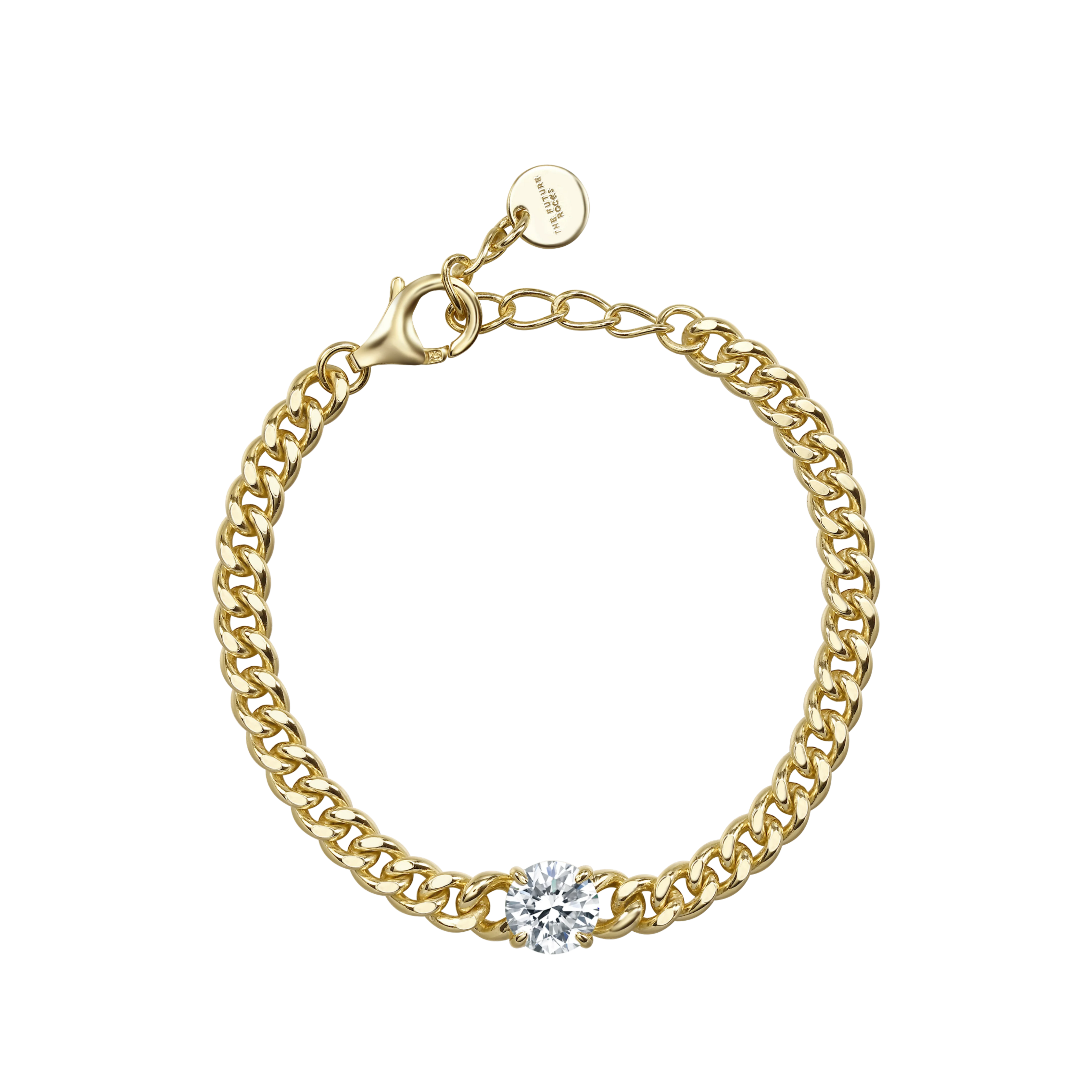 Round curb-link bracelet 1ct - Round Diamond Curb Chain Bracelet - The Future Rocks - 6