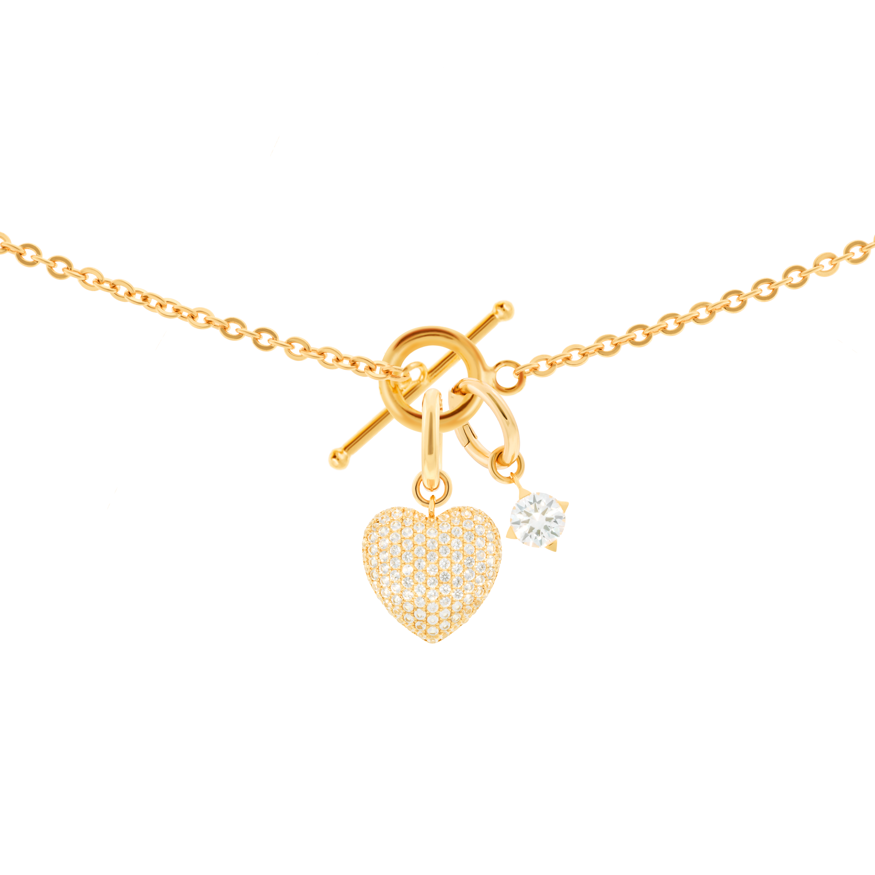 Gaia necklace with 2 charms in gold vermeil