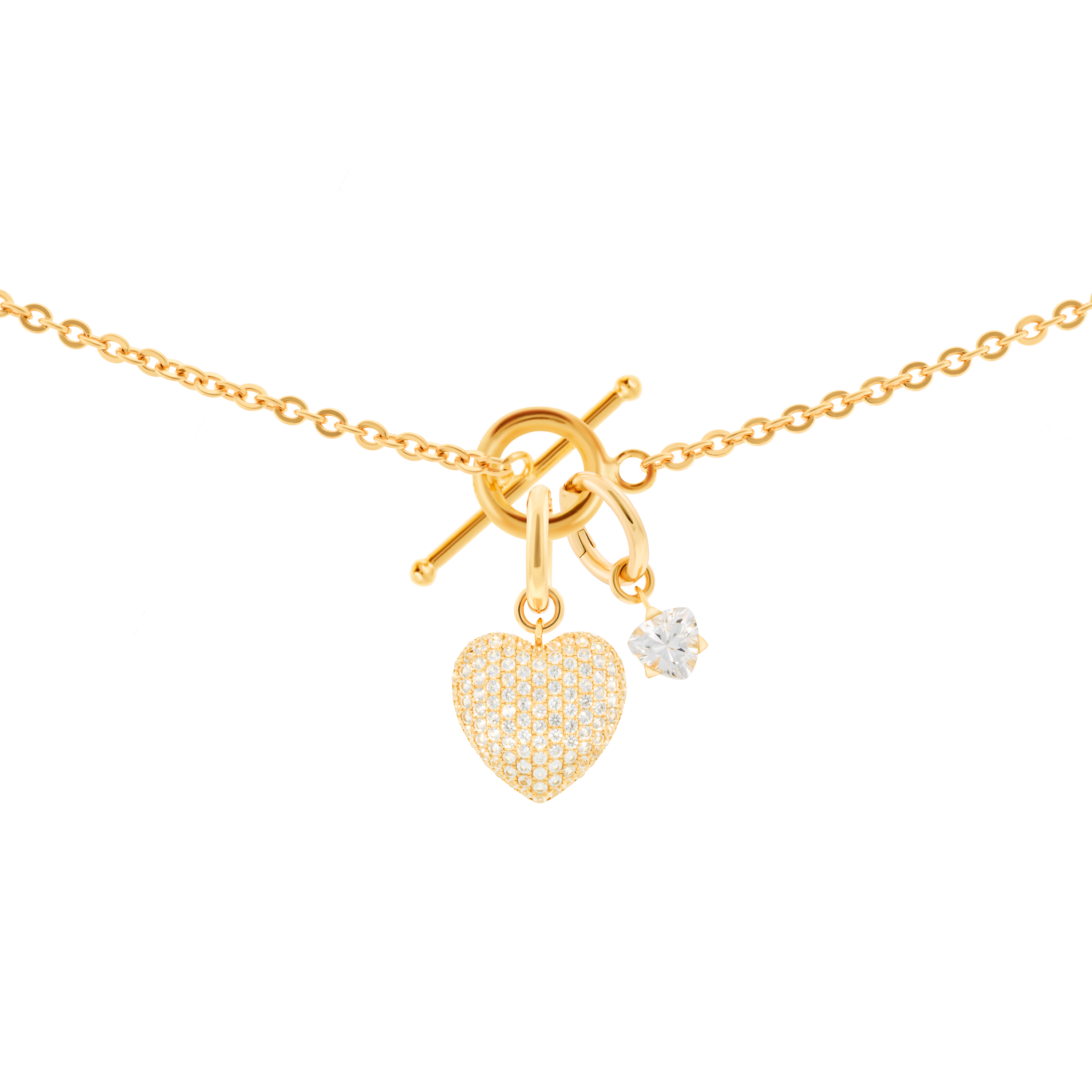 Gaia necklace with 2 charms in gold vermeil