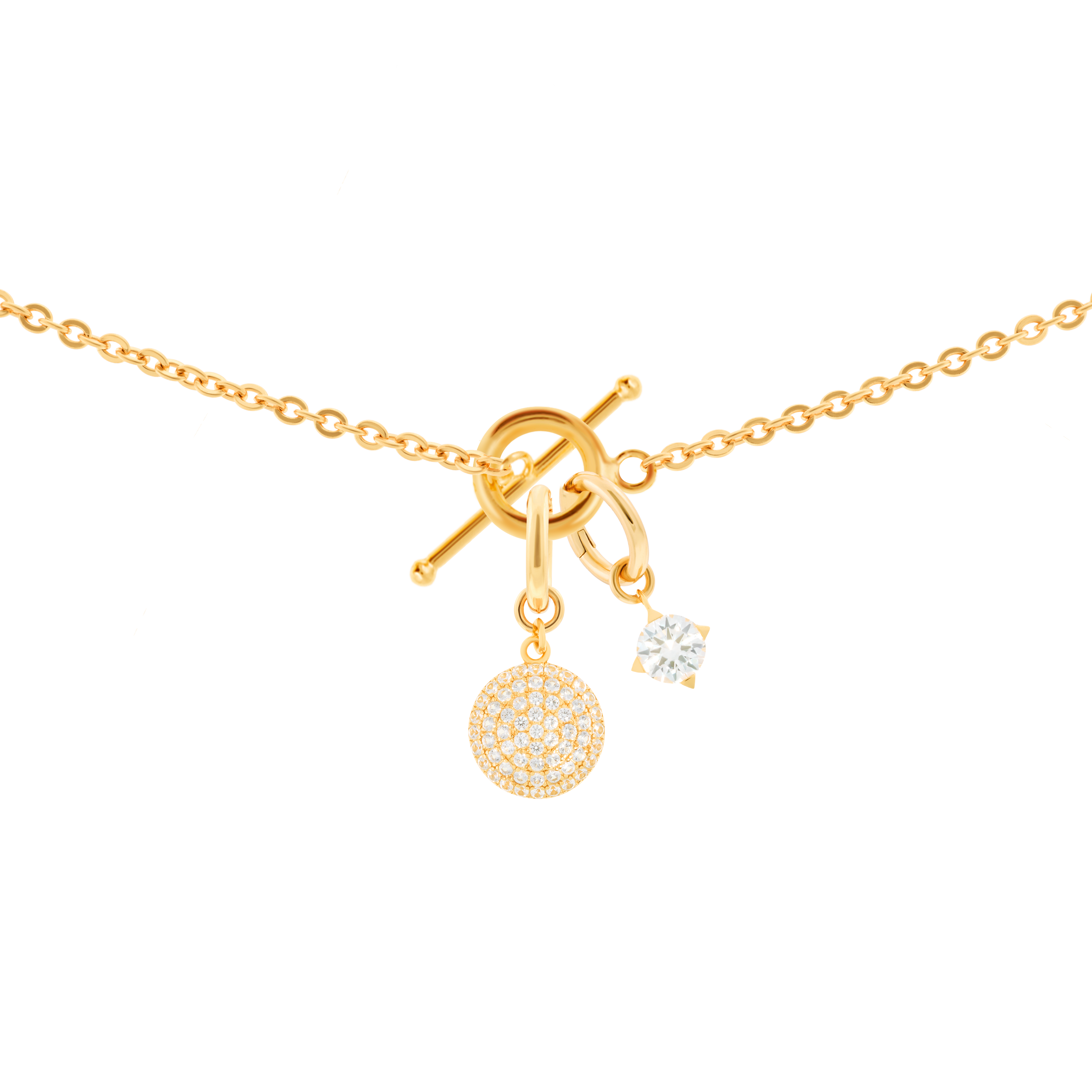 Gaia necklace with 2 charms in gold vermeil