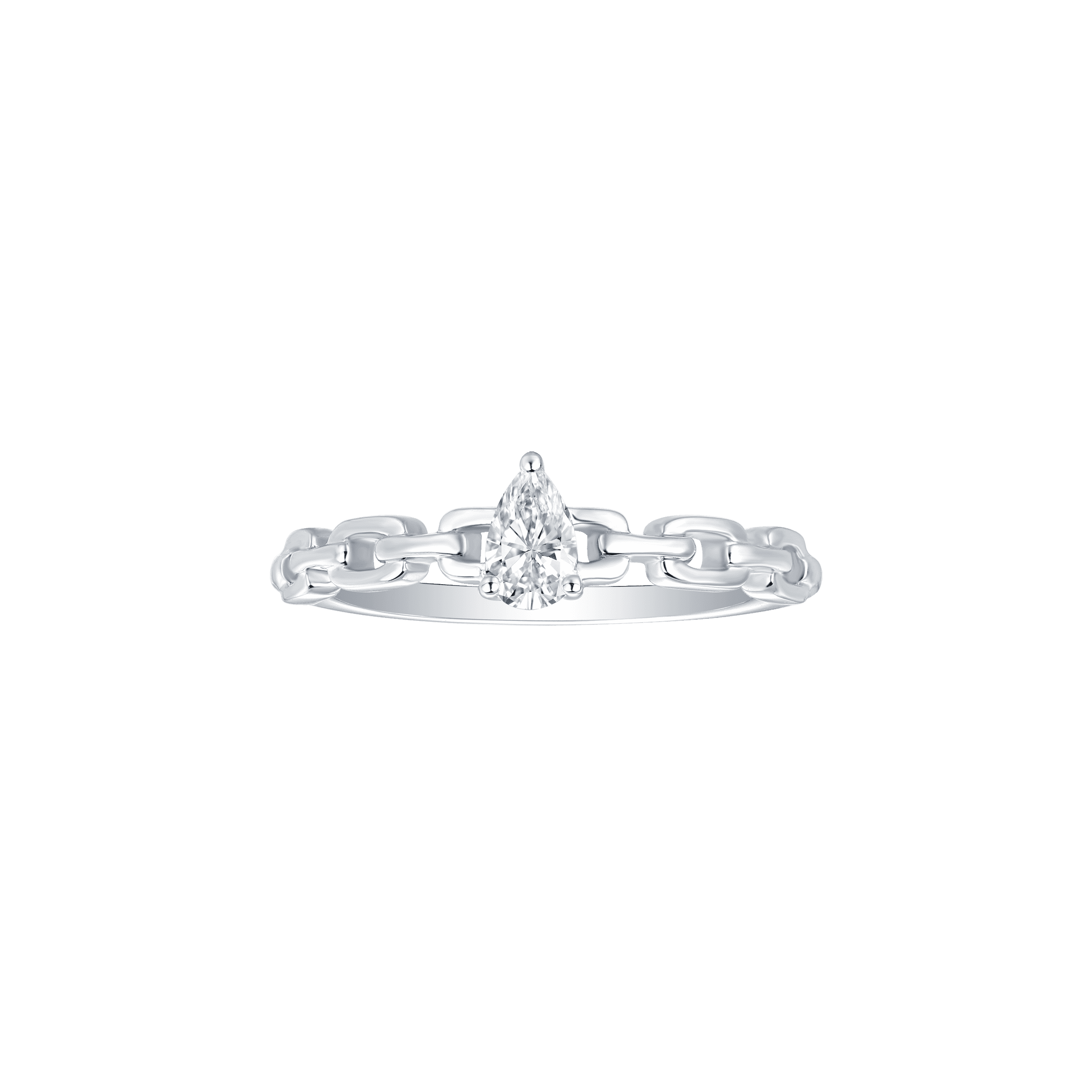 Linking love pear solitaire chain ring - Pear Diamond Solitaire Chain Ring - The Future Rocks - 1