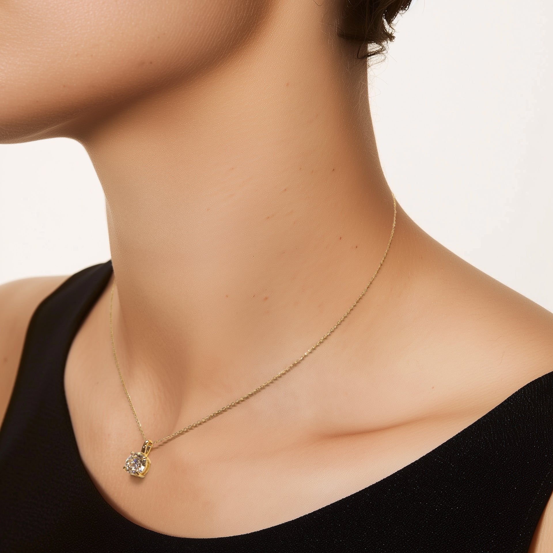 Luna solitaire bale necklace 2ct - 2ct Lab-Grown Round Diamond Pendant Necklace - The Future Rocks - 6