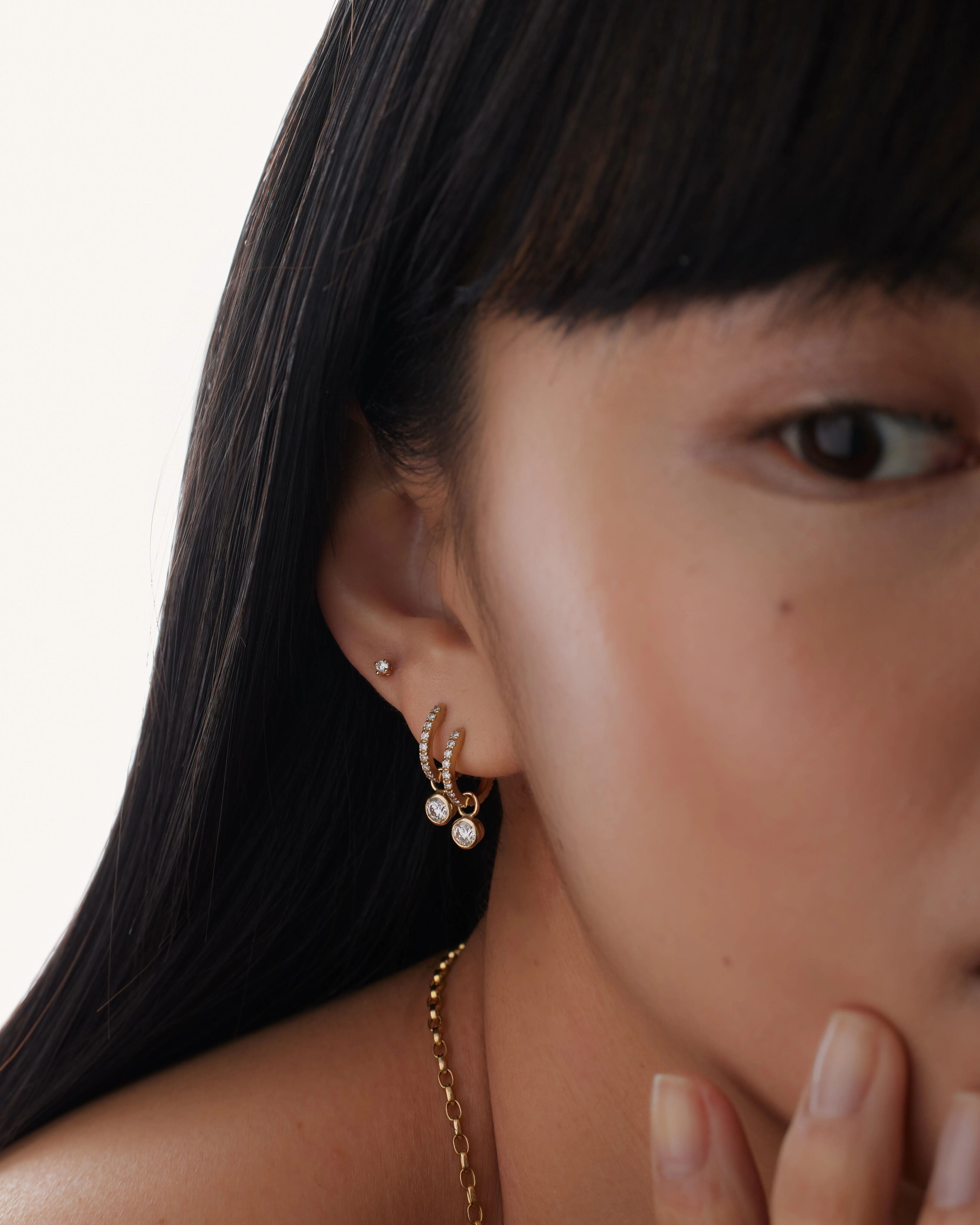 Round diamond earring charm