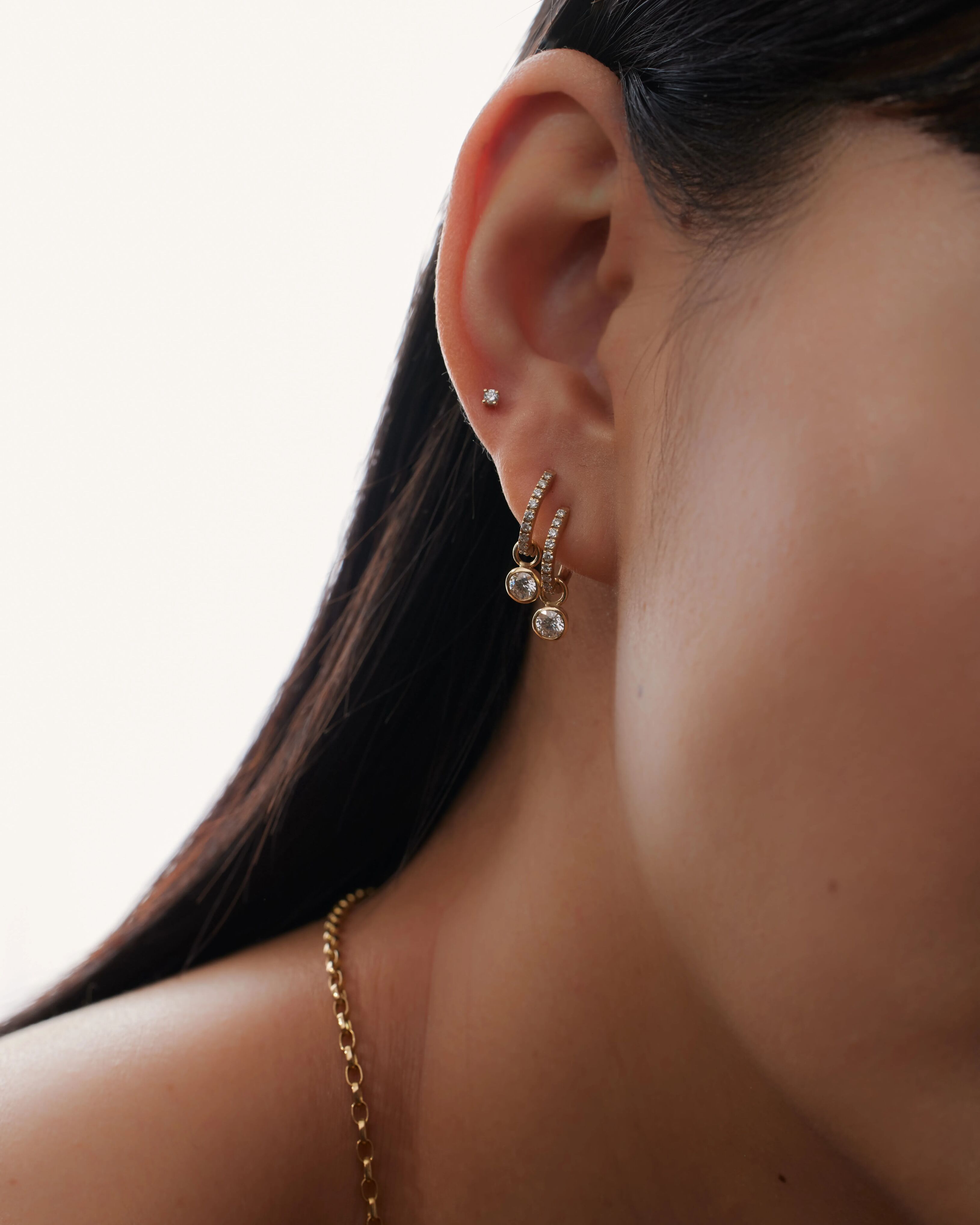 Round diamond earring charm