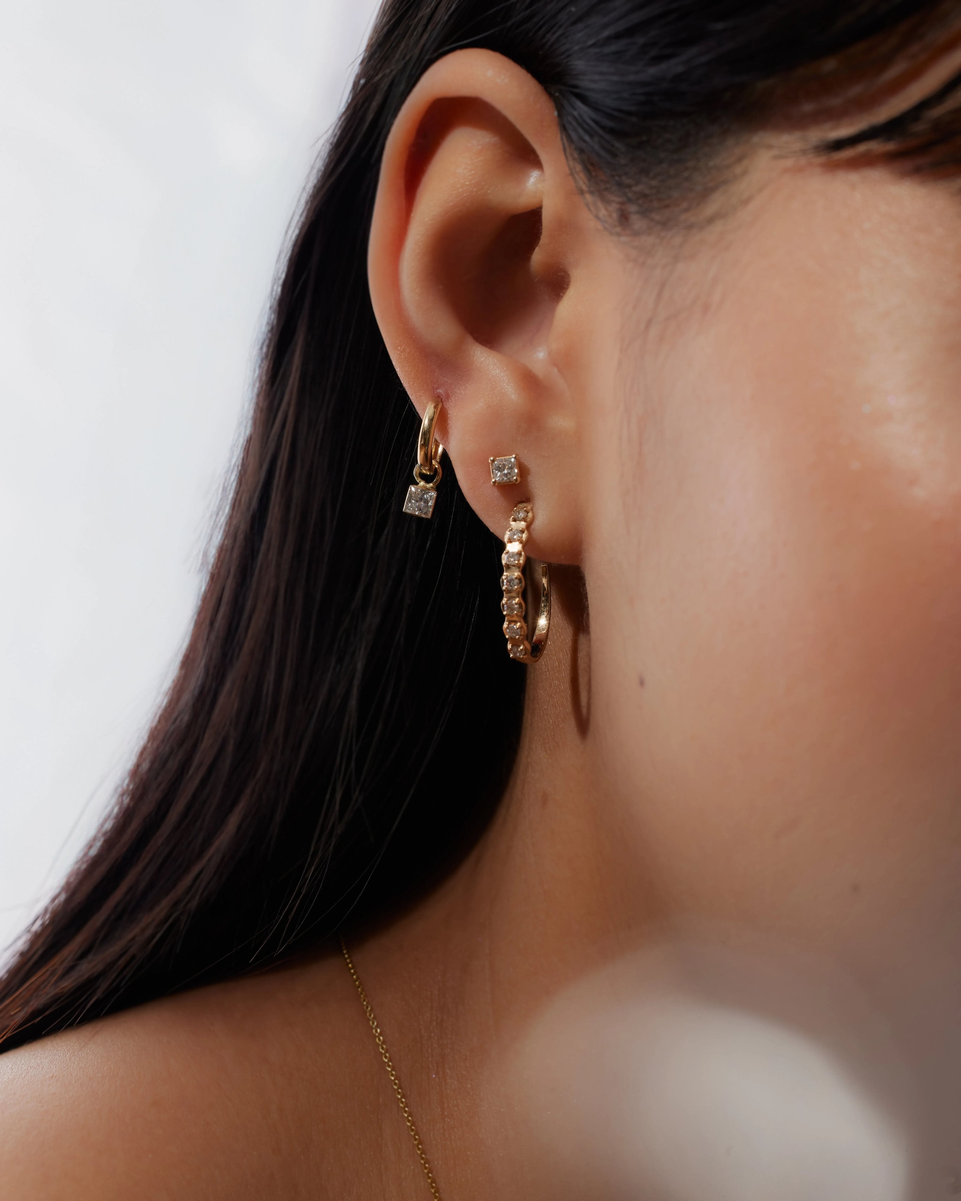 Square diamond earring charm