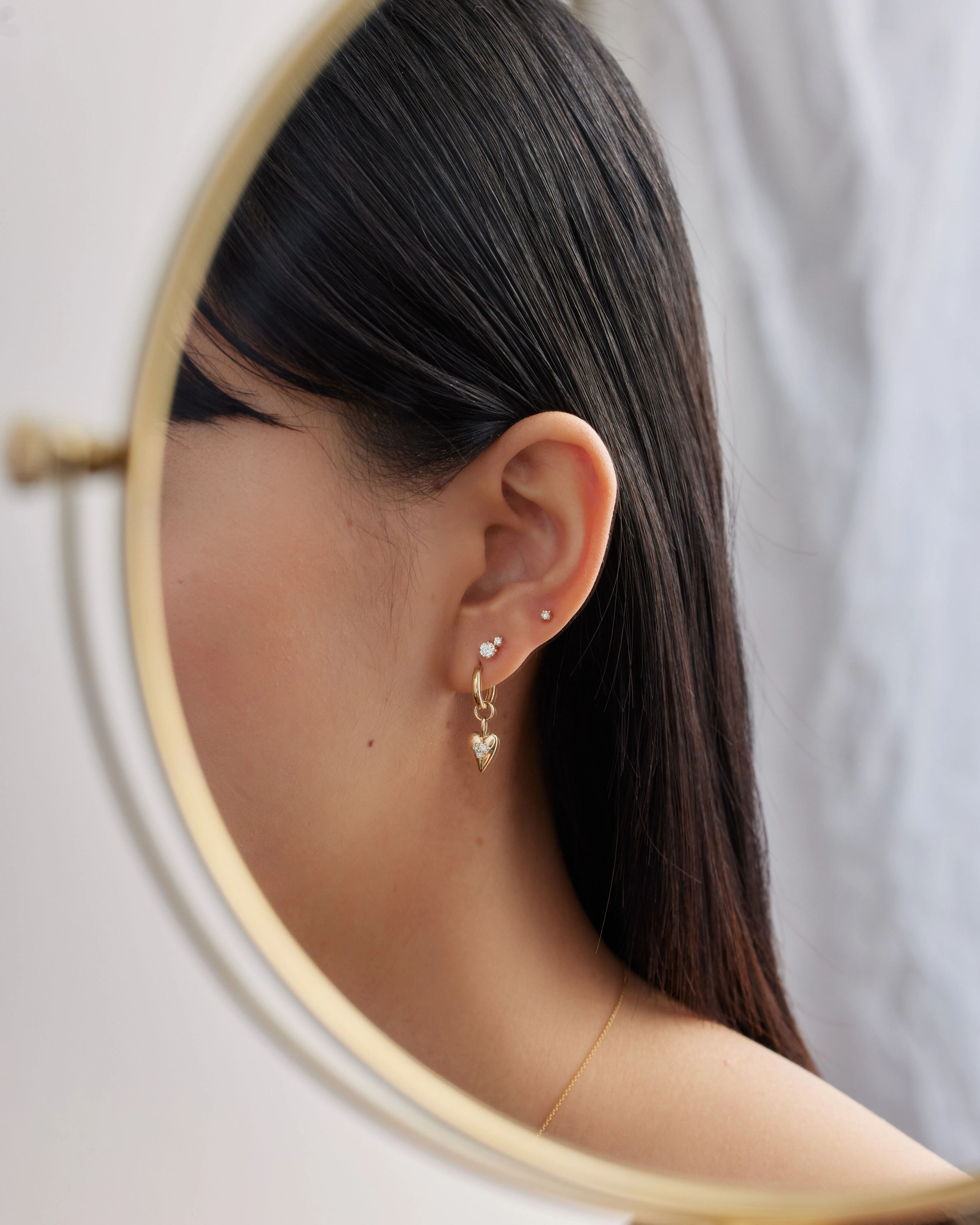 Round duo diamond studs