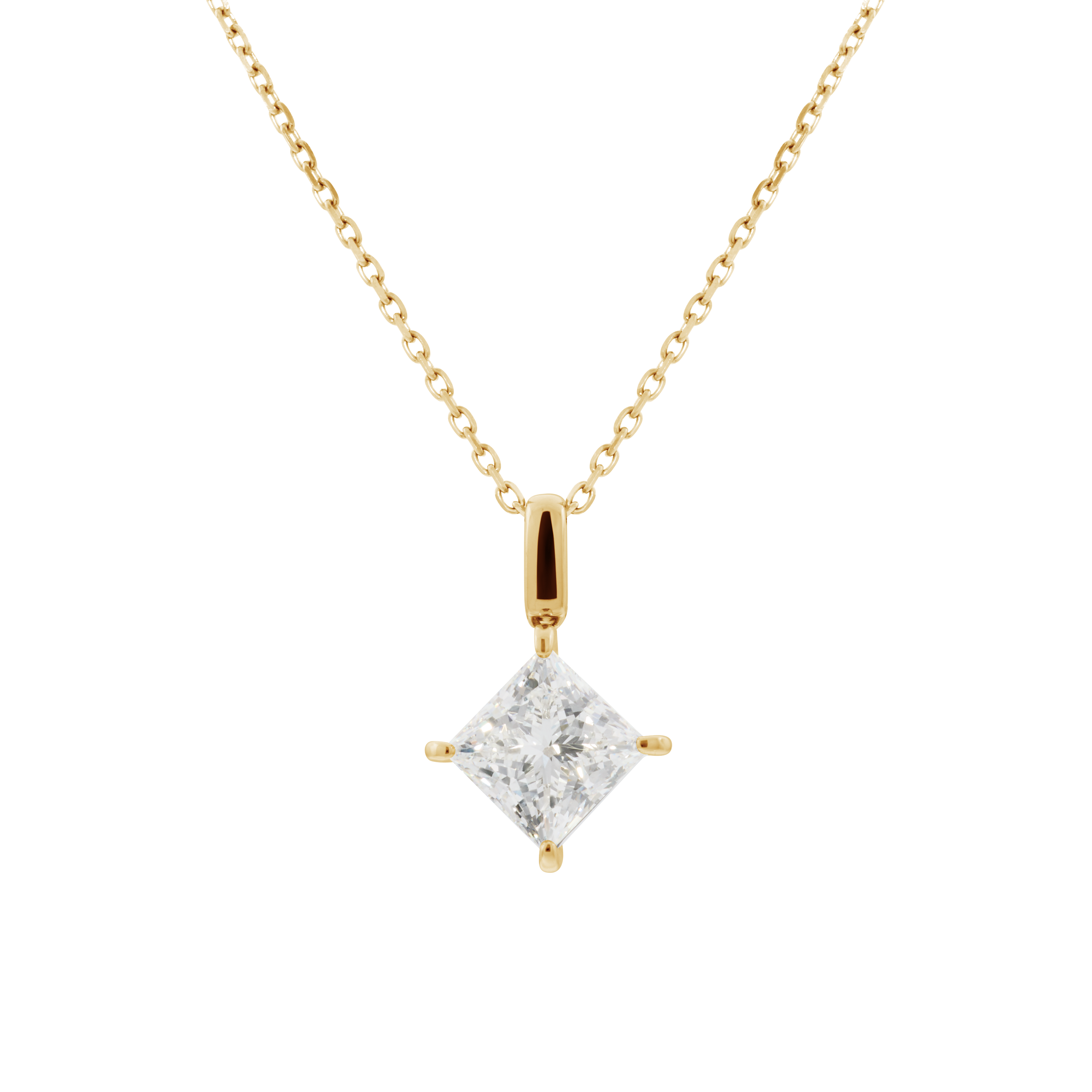Mercury solitaire bale necklace 2ct - 2ct Princess Cut Lab-Grown Diamond Solitaire Pendant - The Future Rocks - 1