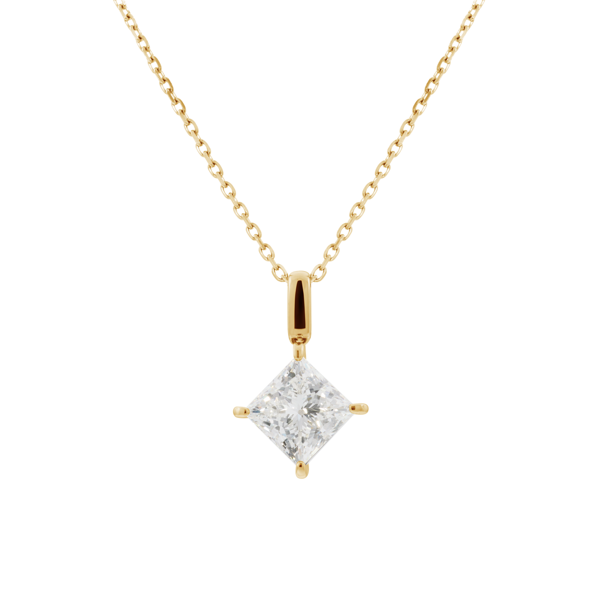 Mercury solitaire bale necklace 2ct - 2ct Princess Cut Lab-Grown Diamond Solitaire Pendant - The Future Rocks - 1